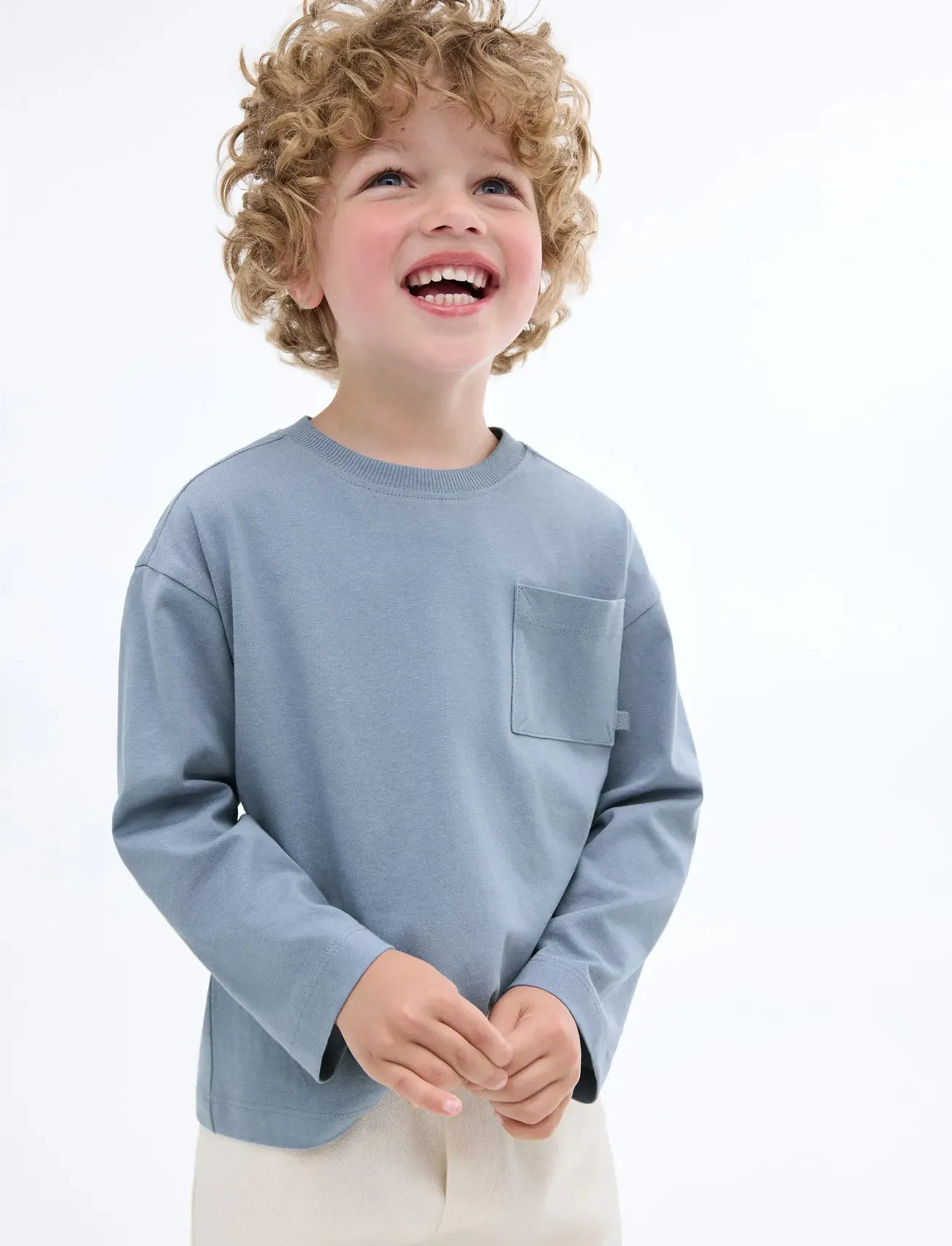 Mango Pocket Cotton T-Shirt, 2-3, Blue, T-Shirts > Langærmede T-shirts, Børn