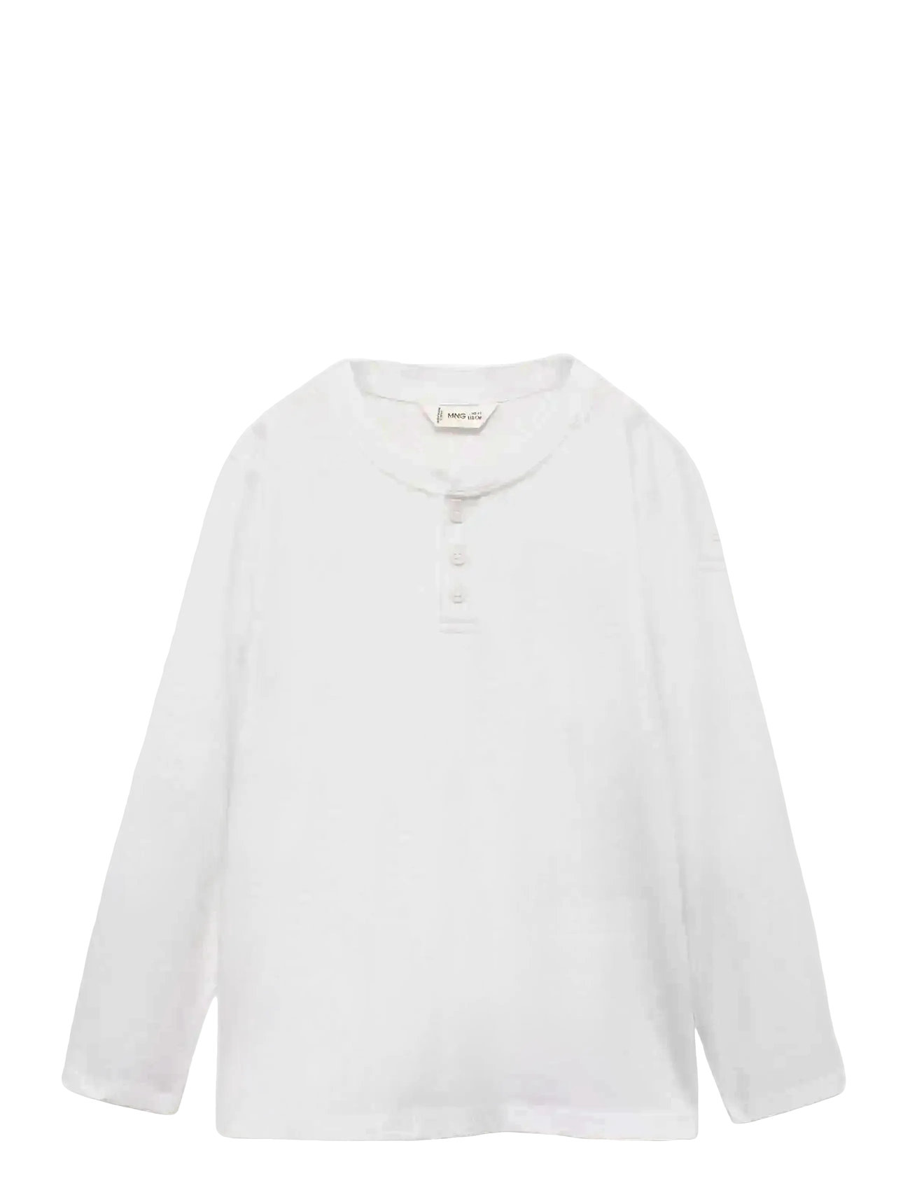 Mango Long Sleeve Cotton T-Shirt, 5-6, White, T-Shirts > Langærmede T-shirts, Børn