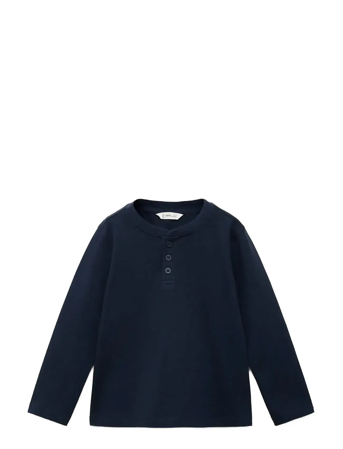 Mango Long Sleeve Cotton T-Shirt, 5-6, Navy, T-Shirts > Langærmede T-shirts, Børn
