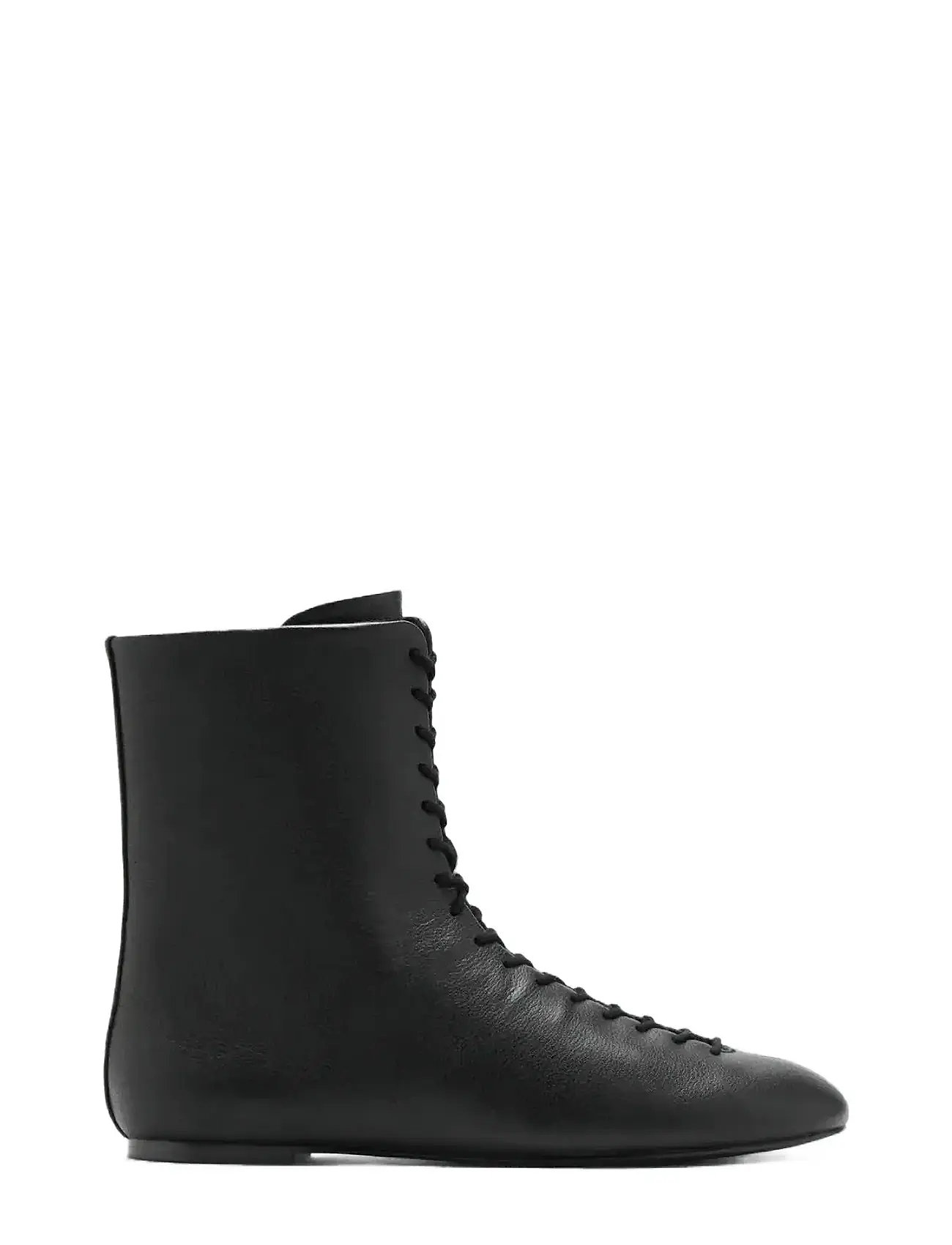 MANGO Strickjacke-Up Leder Ankle Stiefel Schwarz - 36 - Damen