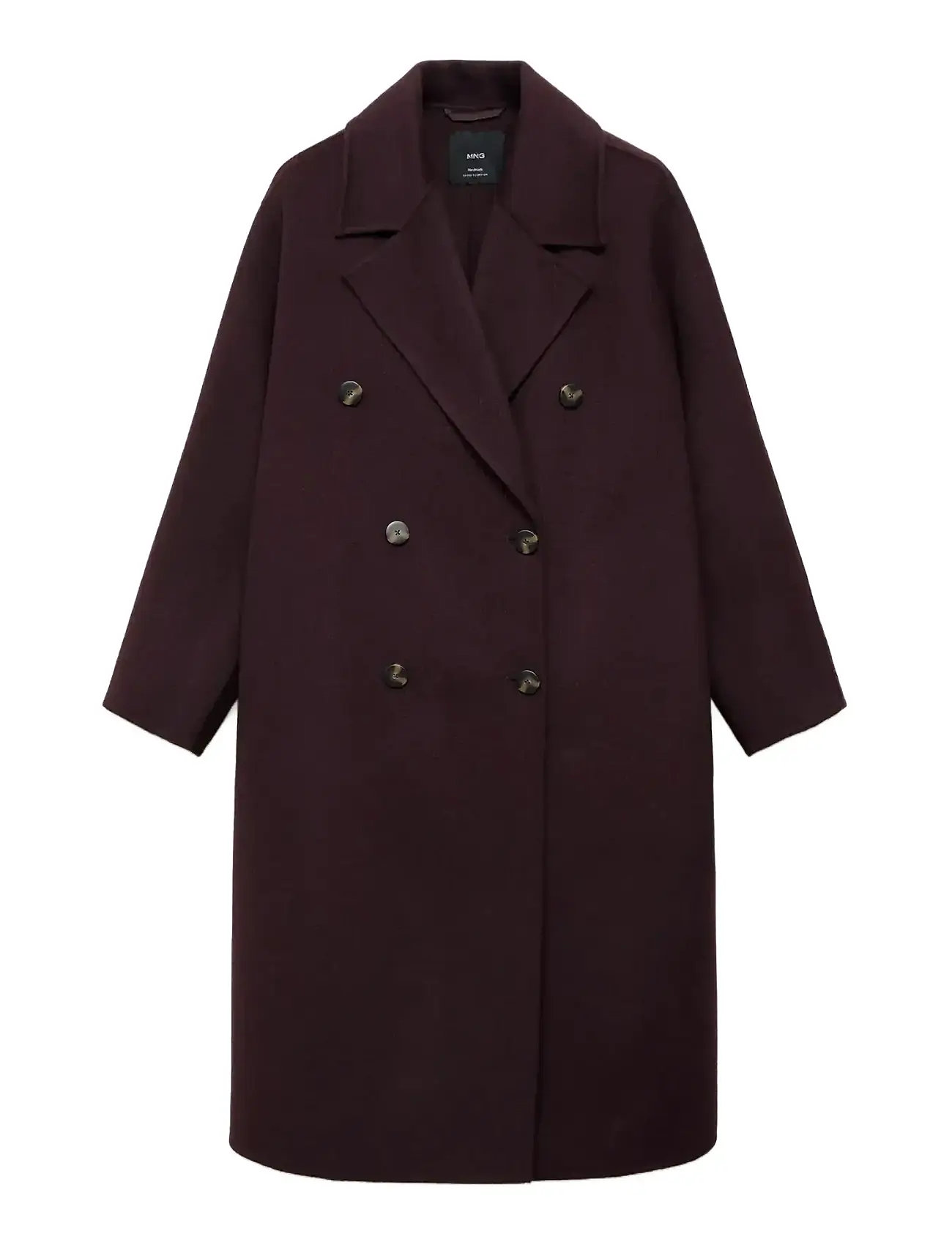 MANGO Handmade Oversized Wolle Mantel Burgundy - XL - Damen