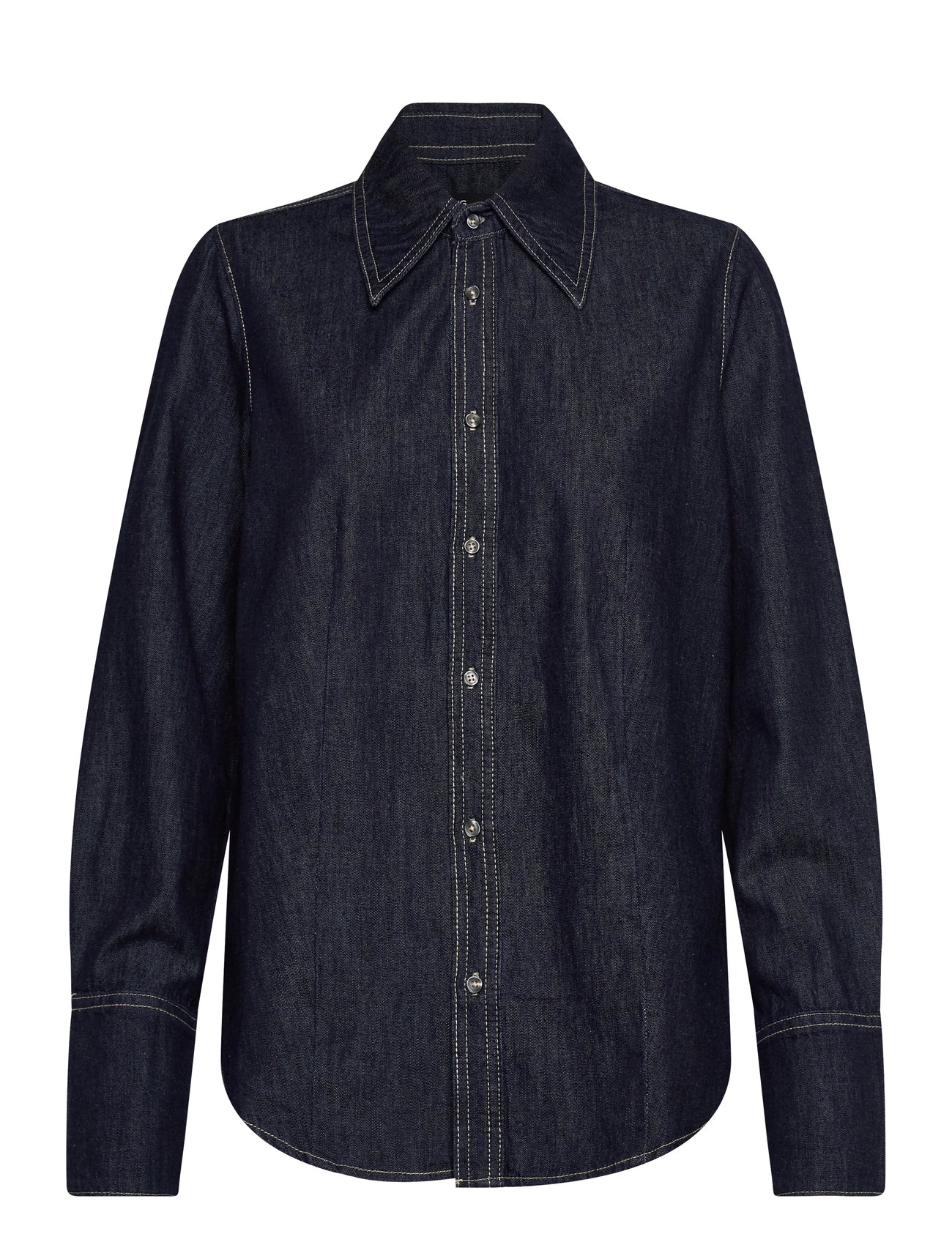 MANGO Denim Shirt With Seams Navy - XS - Damen