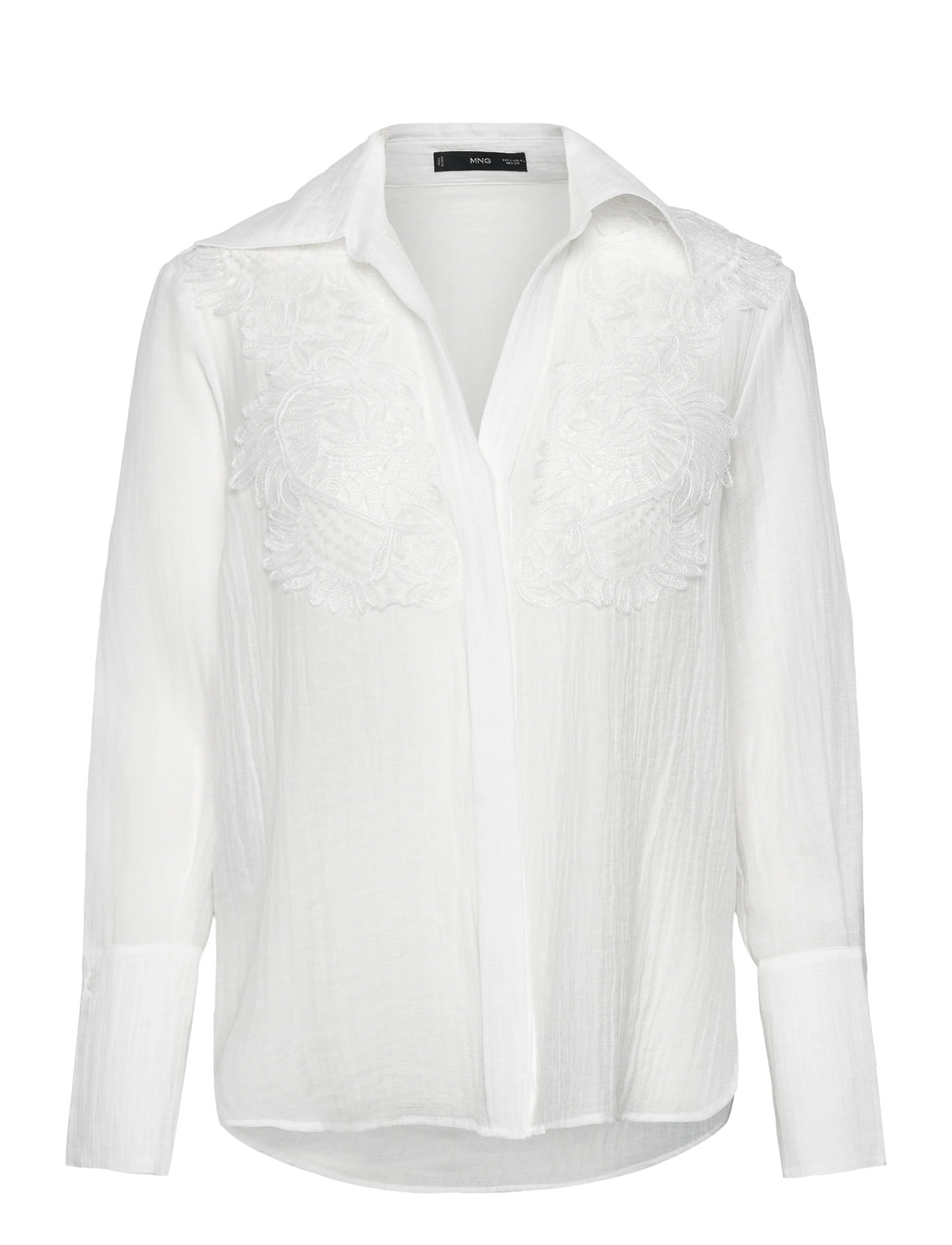 MANGO Lyocell Shirt With Patches Weiß - L - Damen