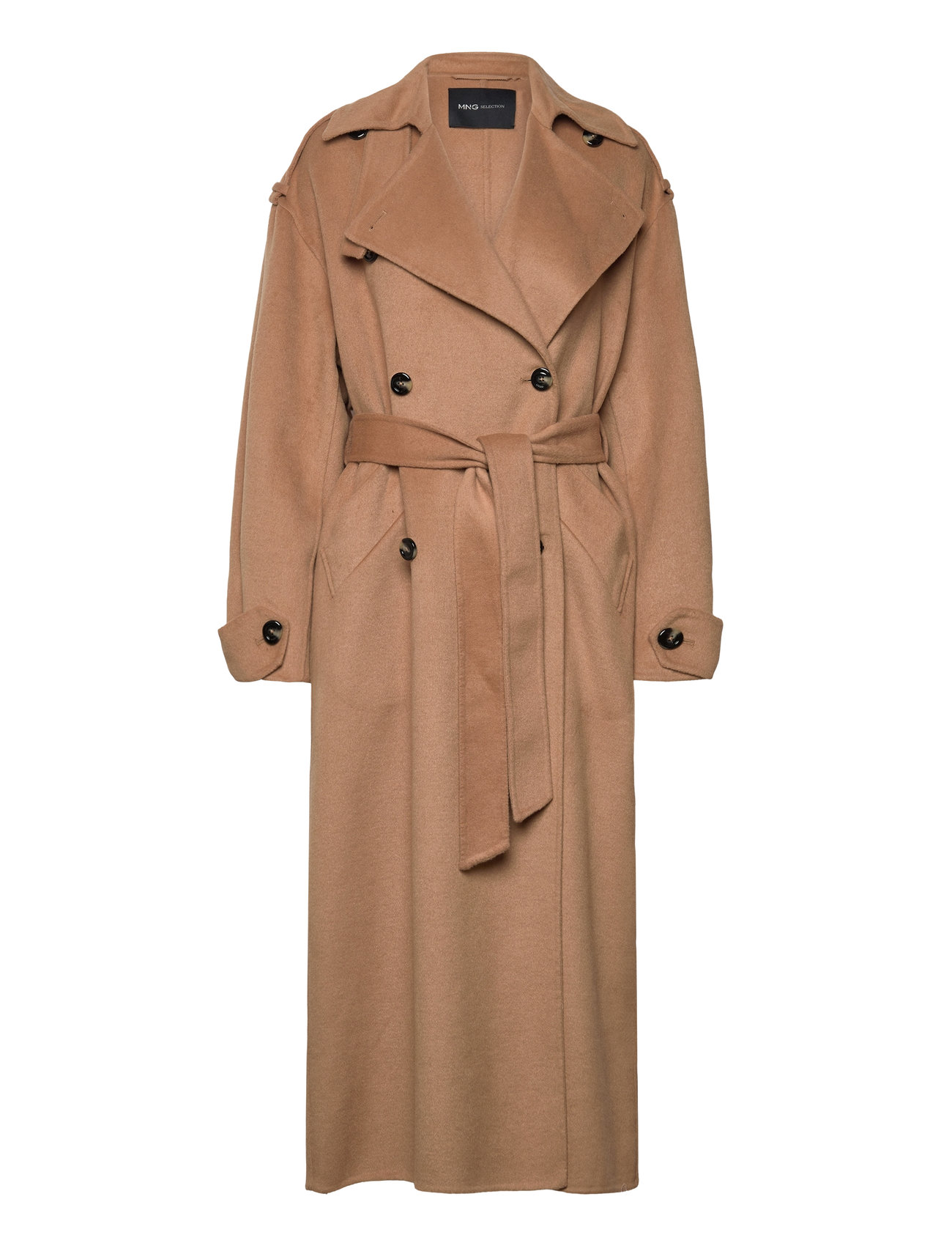 MANGO Double-Breasted Wolle Mantel Beige - M - Damen