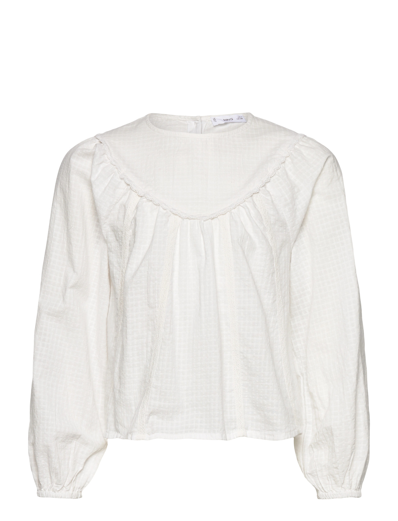 MANGO Bluse With Strickjacke Trim Details Weiß - 10 - Kinder