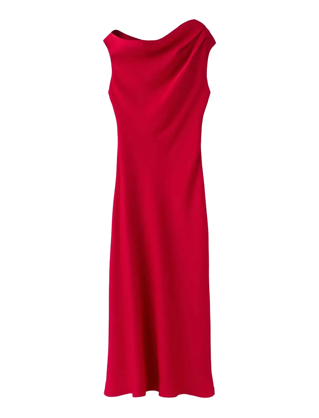 MANGO A-Line Kleid With Asymmetrical Neckline Rot - XS - Damen