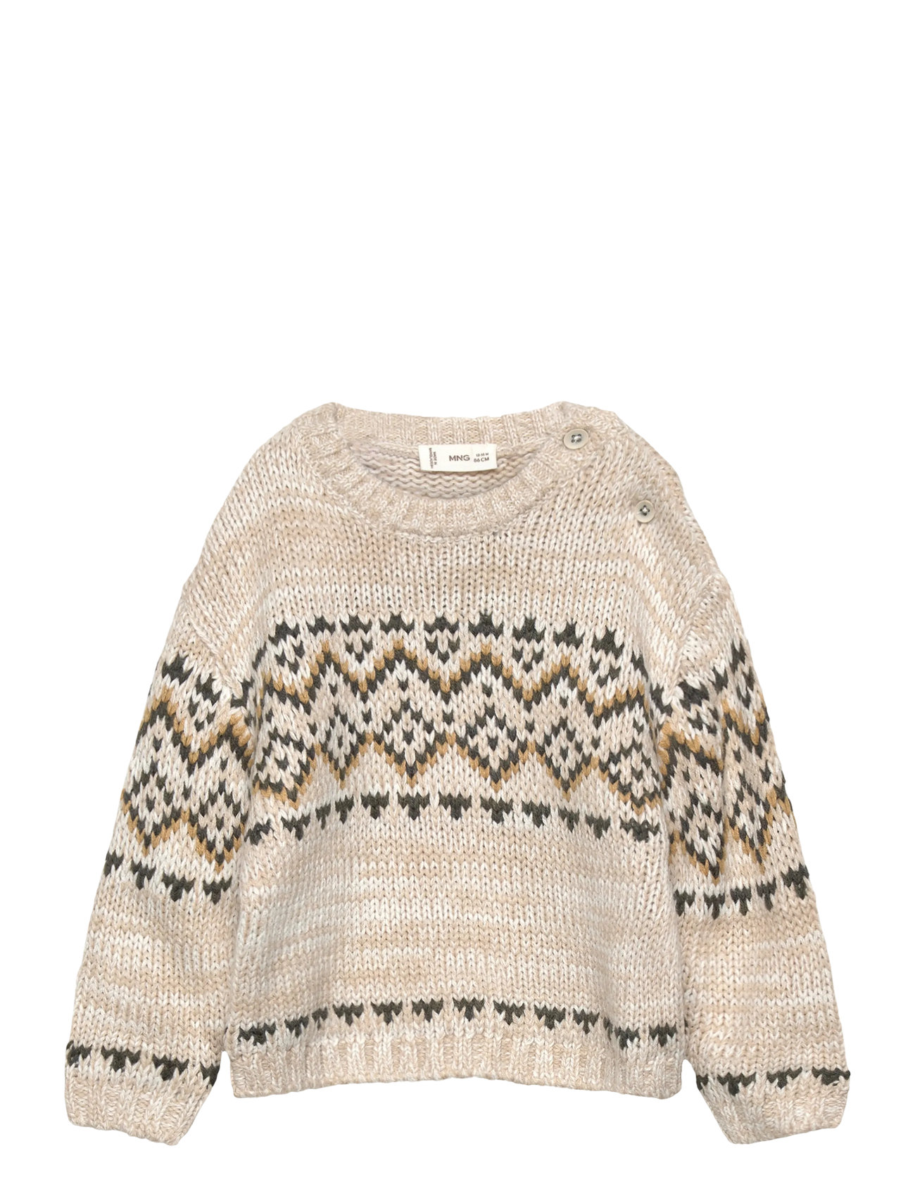Mango Jacquard Knitted Sweater, 3-4, Beige, Strik > Pullovere, Børn