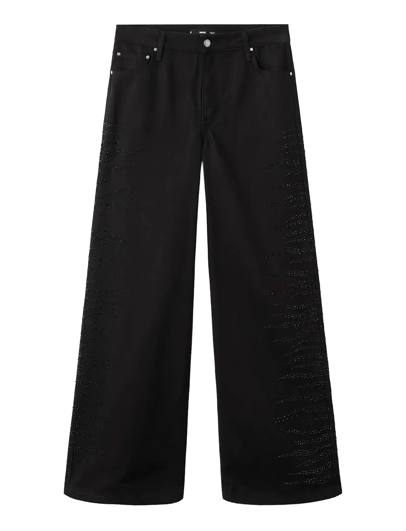 MANGO Wide Bein Jeans With Rhinestones Schwarz - 40 - Damen