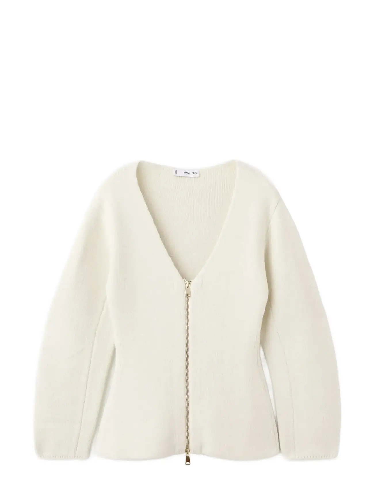 MANGO Strick Jacke With Zip Cream - XL - Damen