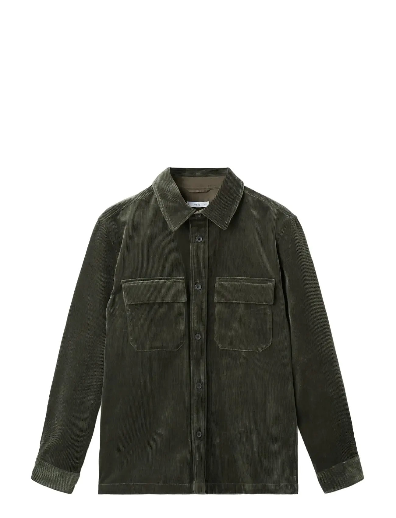 MANGO Kordsamt Overshirt With Pockets Grün - S - Herren