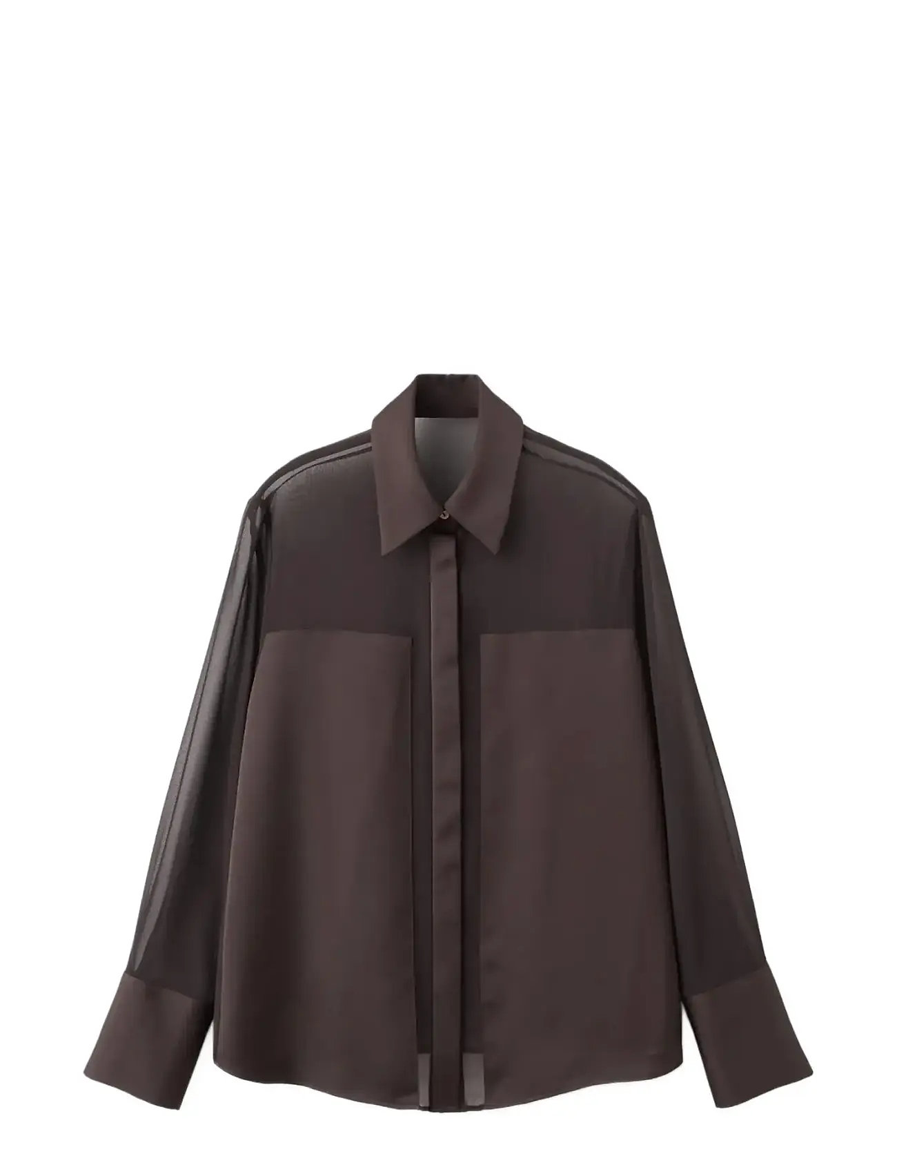 MANGO Semi-Transparent Bluse With Patches Braun - L - Damen