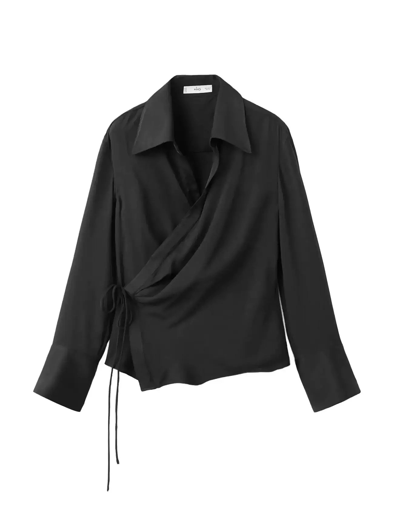 MANGO Cross-Over Satin Bluse Schwarz - XS - Damen