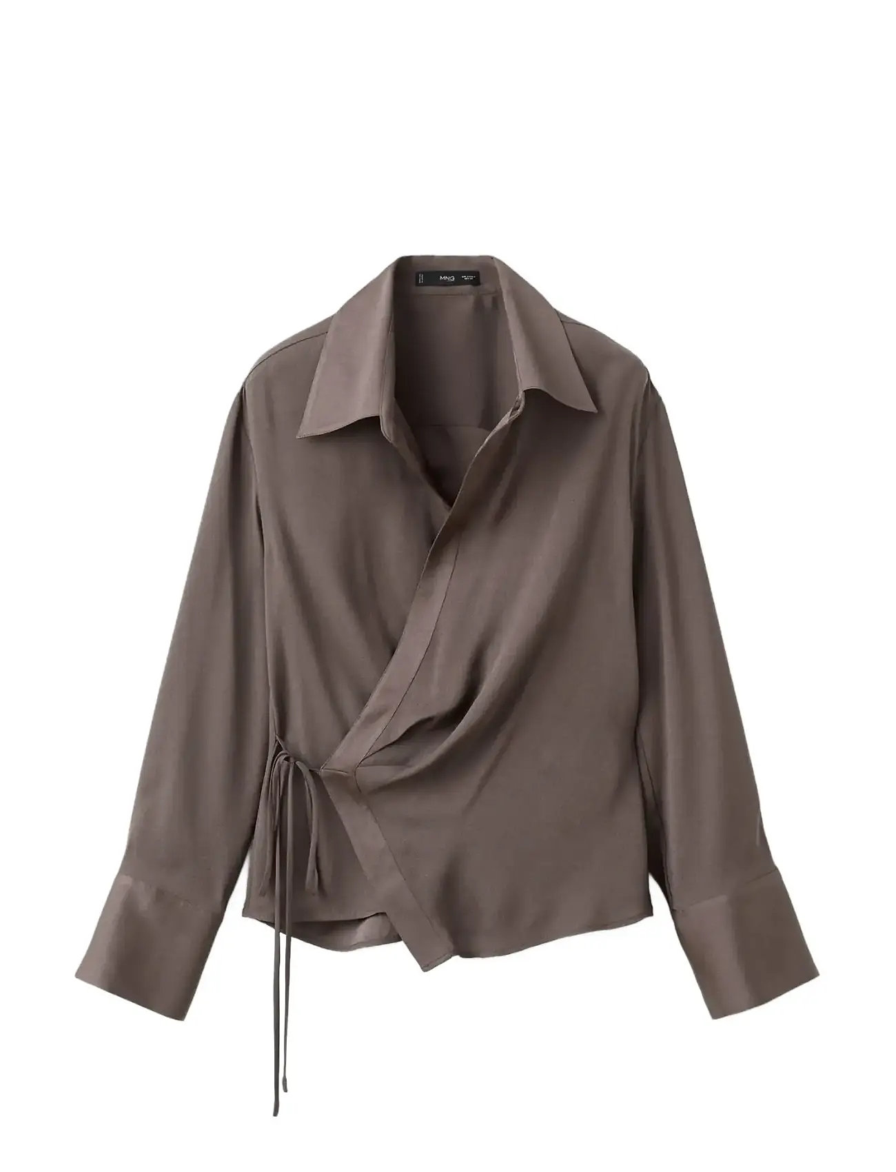 MANGO Cross-Over Satin Bluse Braun - XS - Damen