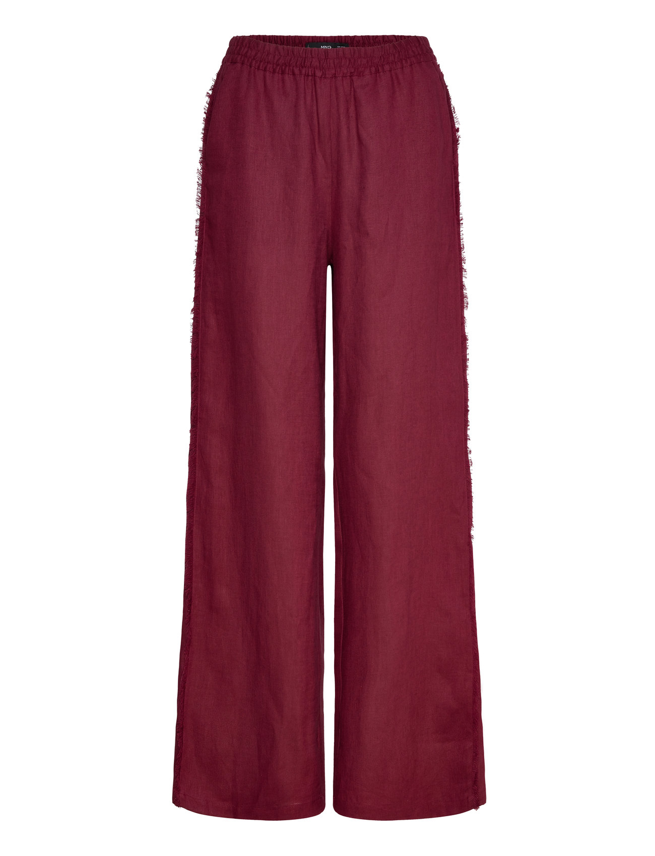 MANGO Linen Anzug Hosen With Frayed Ends Burgundy - S - Damen