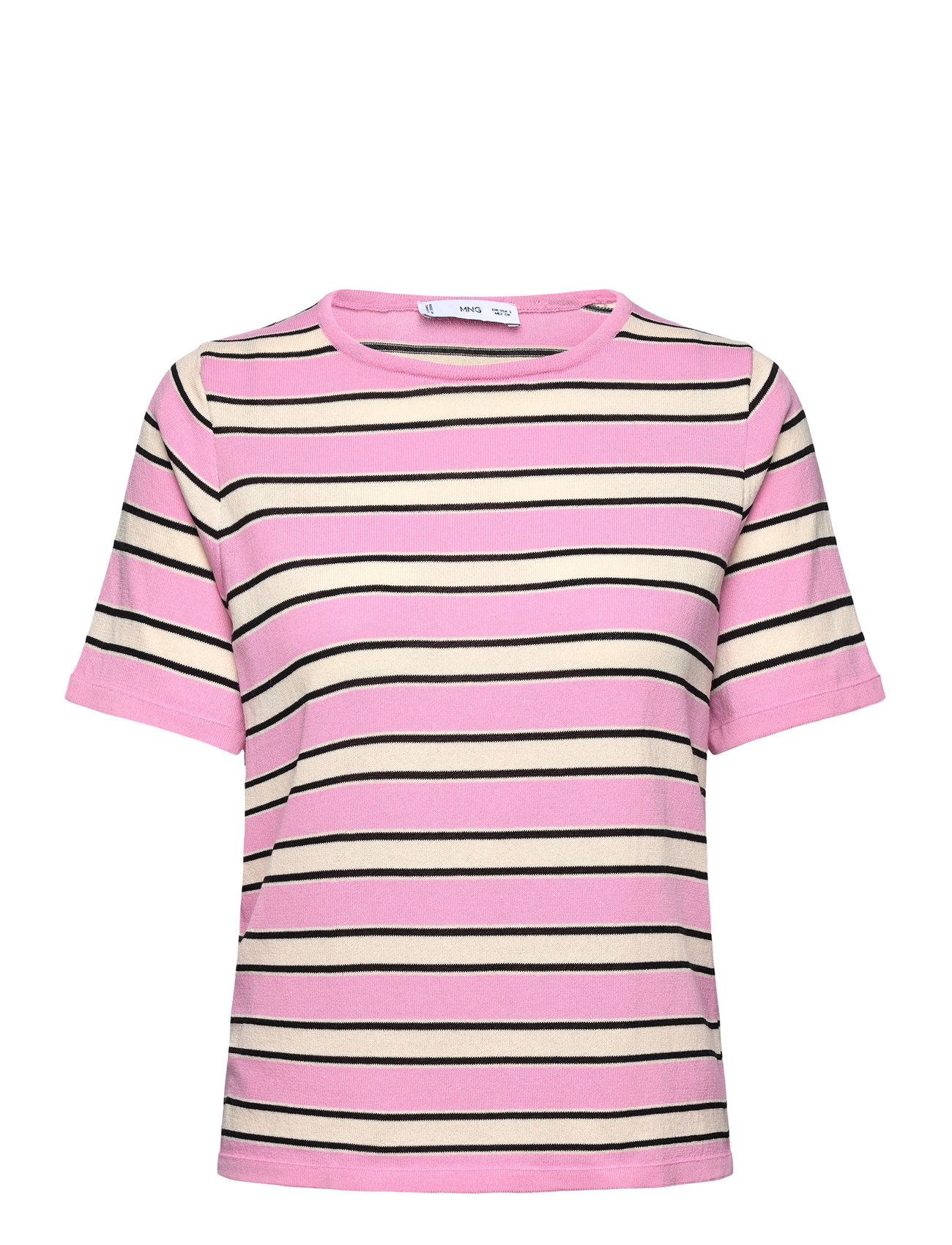 MANGO Kurzärmelig Pullover With Combined Stripes Pink - S - Damen