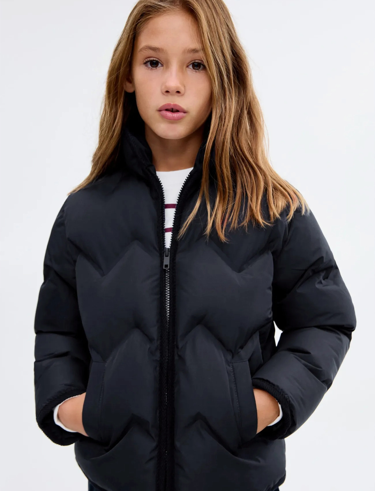 Mango Quilted Coat, 11, Navy, Jakker Og Frakker > Puffer Og Vatterede, Børn