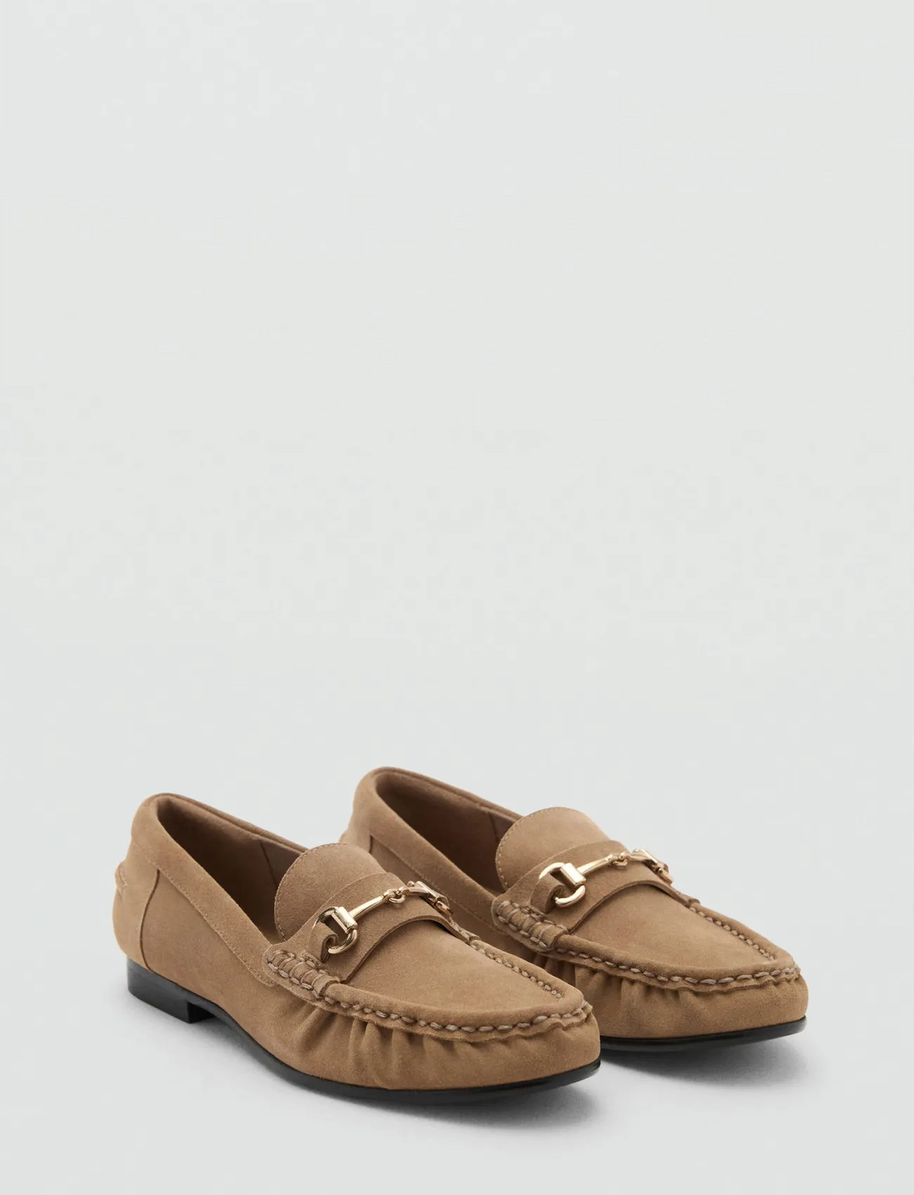 Mango Suede Moccasins With Buckle, 36, Brown, Loafers > Flat Loafers, Dame