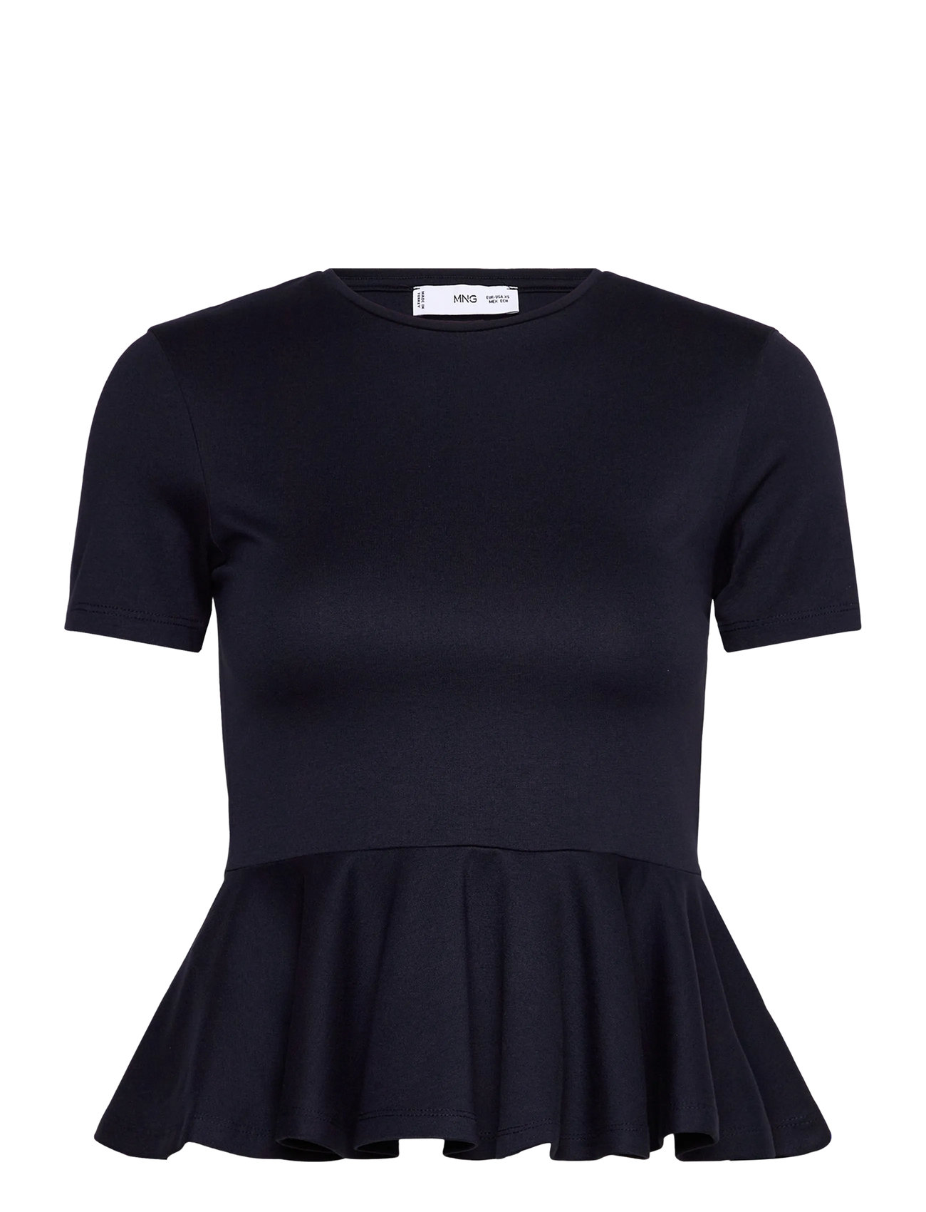 MANGO Kurzärmelig Peplum T-Shirt Navy - M - Damen