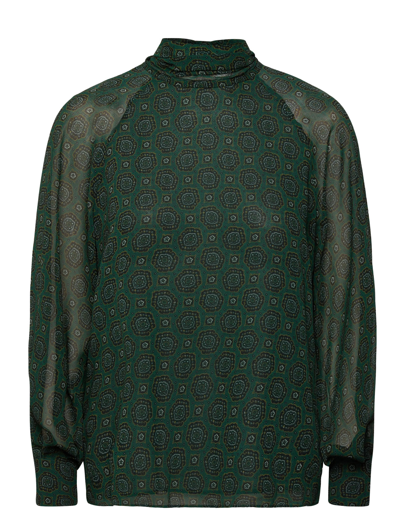 MANGO Printed Bluse With Tie Closure Grün - S - Damen