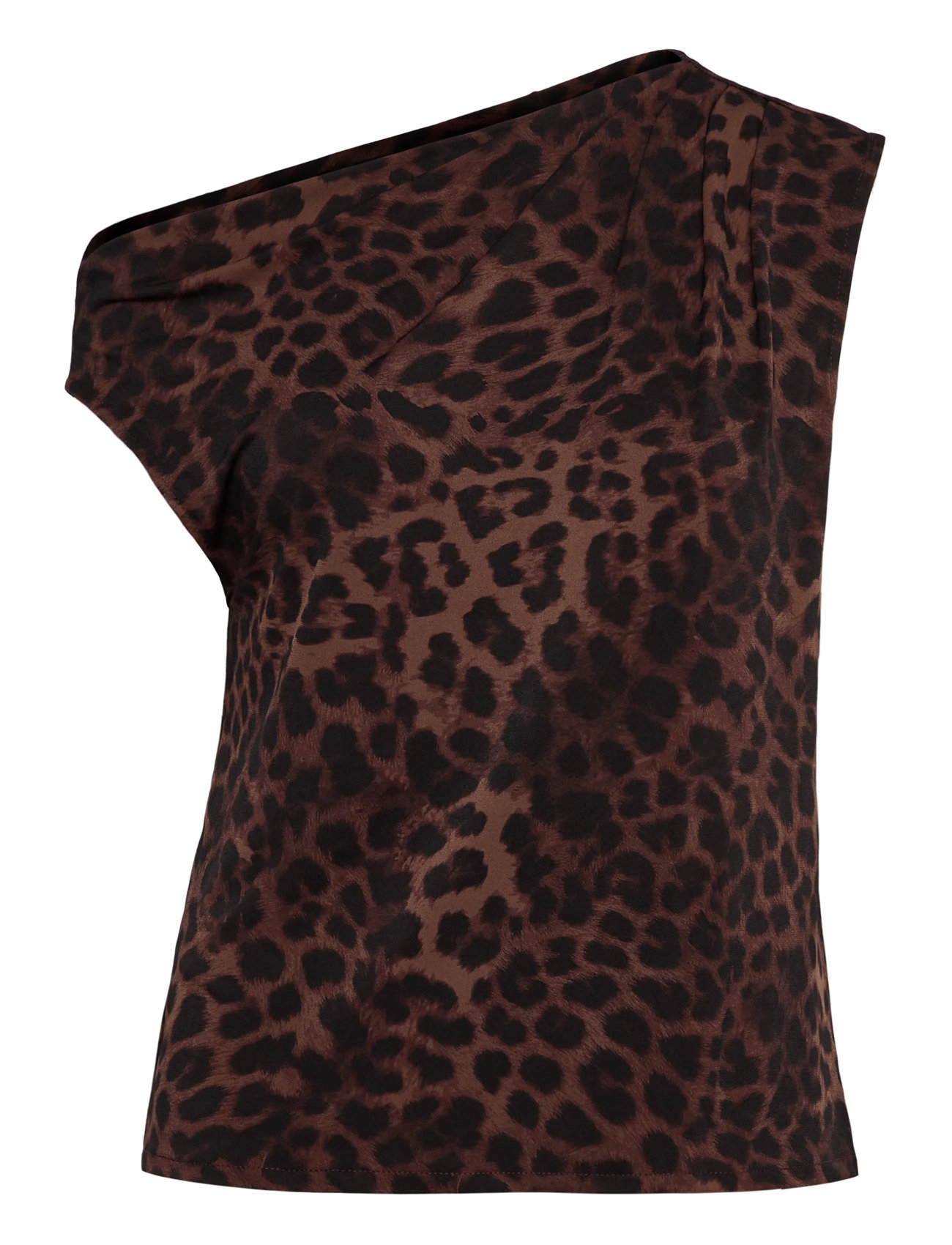 MANGO Leopard-Print Oberteil With Asymmetrical Collar Braun - S - Damen