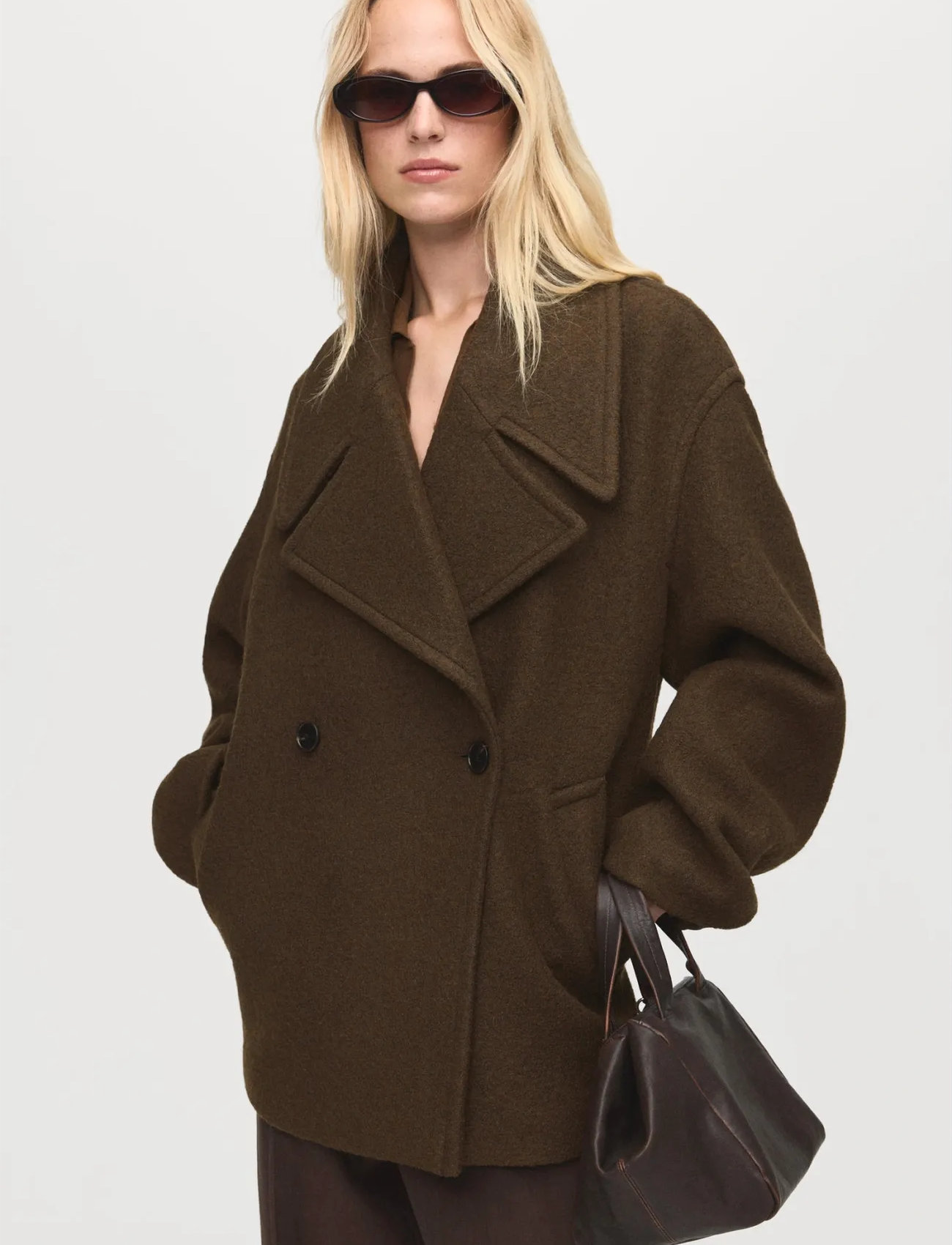 Mango Oversized Wool Coat With Maxi Lapels
