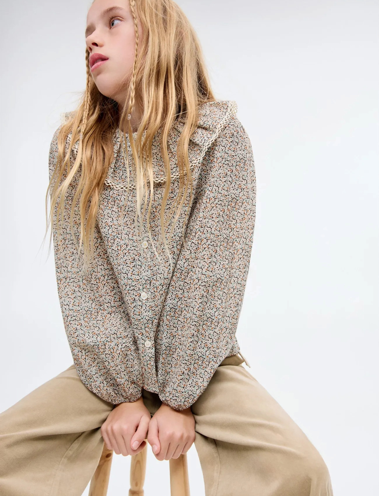 Mango Floral Cotton Blouse, 11, Multi/patterned, Overdele > Bluser & Tunikaer, Børn