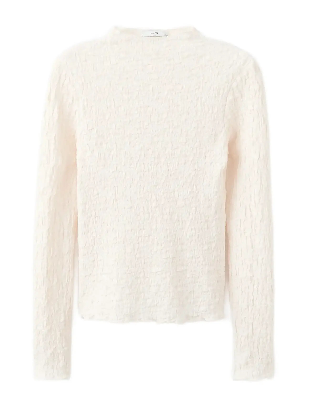 MANGO Textured Crepe Oberteil Cream - L - Damen