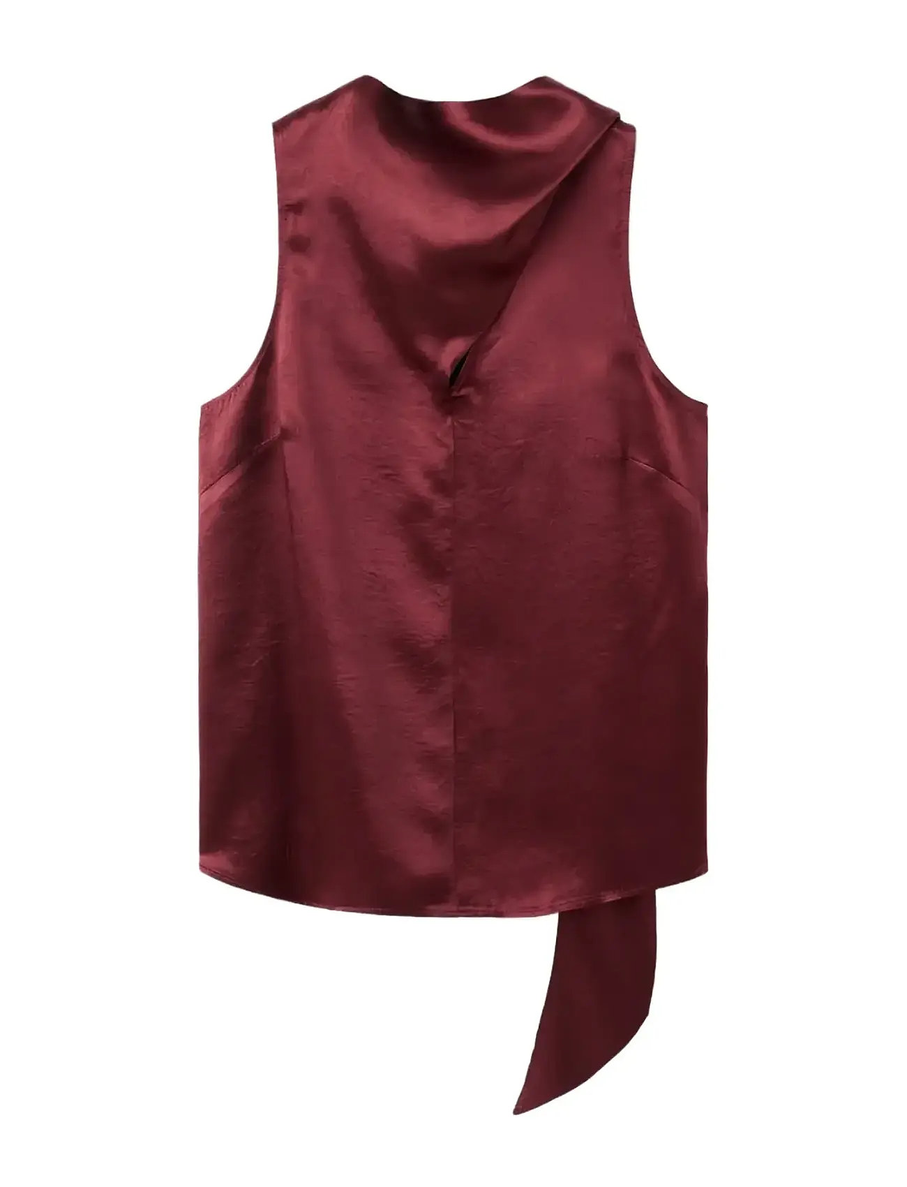 MANGO Satin Bluse With Foulard Burgundy - L - Damen