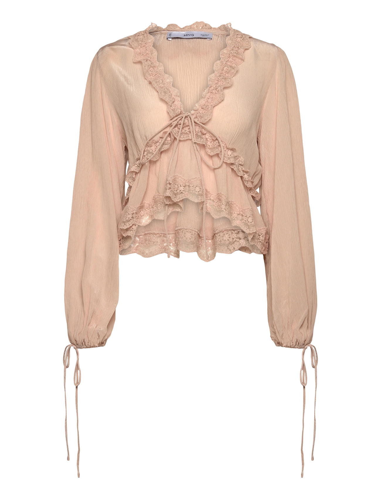 MANGO V-Ausschnitt Bluse With Strickjacke Trim Pink - M - Damen