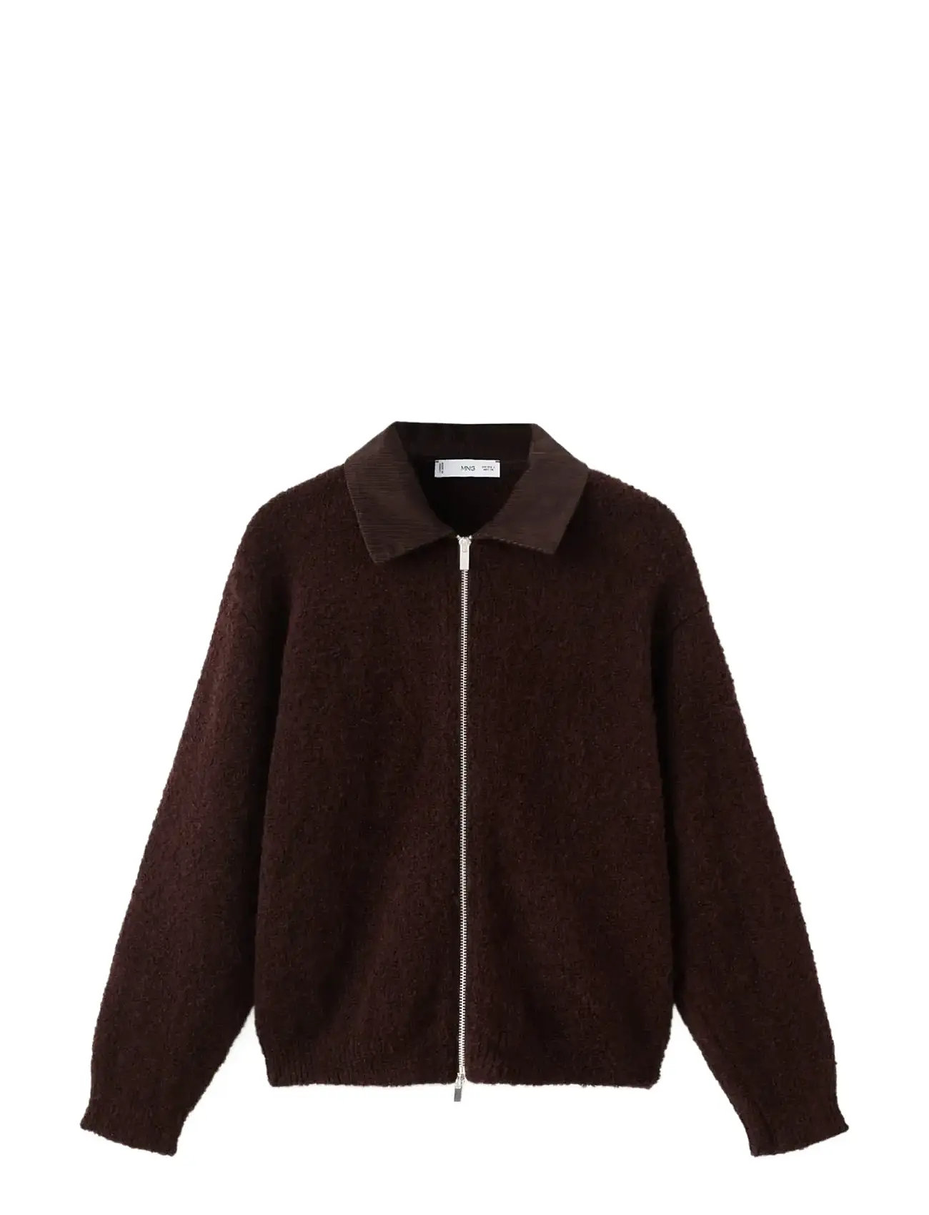 MANGO Bouclé Jacke With Kordsamt Collar Braun - L - Damen