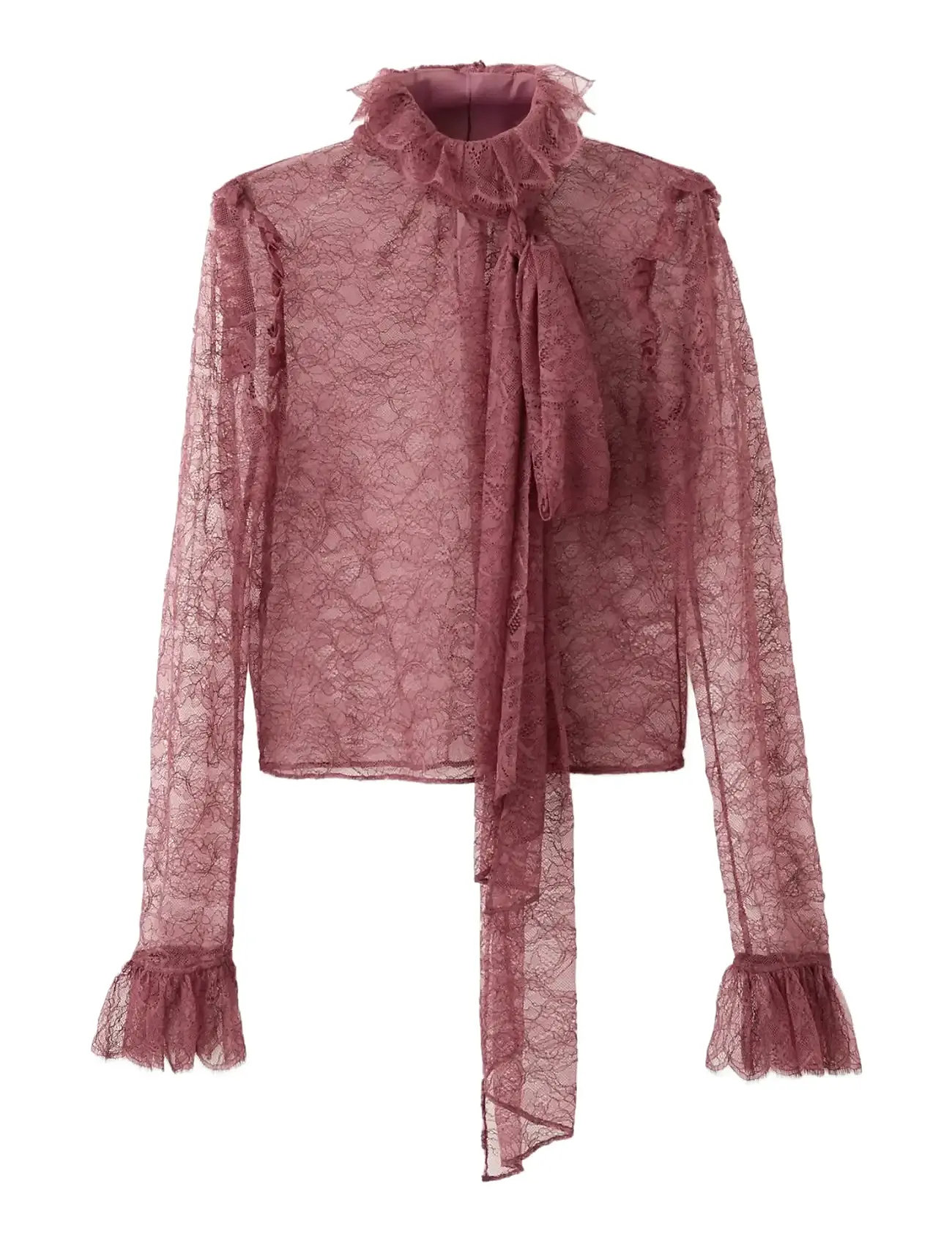 MANGO Strickjacke Bluse With Ruff Collar Burgundy - S - Damen