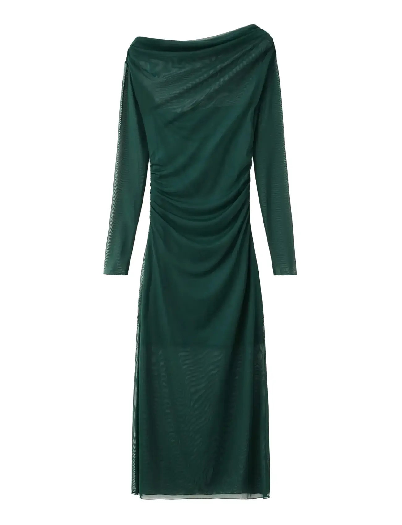 MANGO Semi-Transparent Asymmetrical Kleid Grün - L - Damen