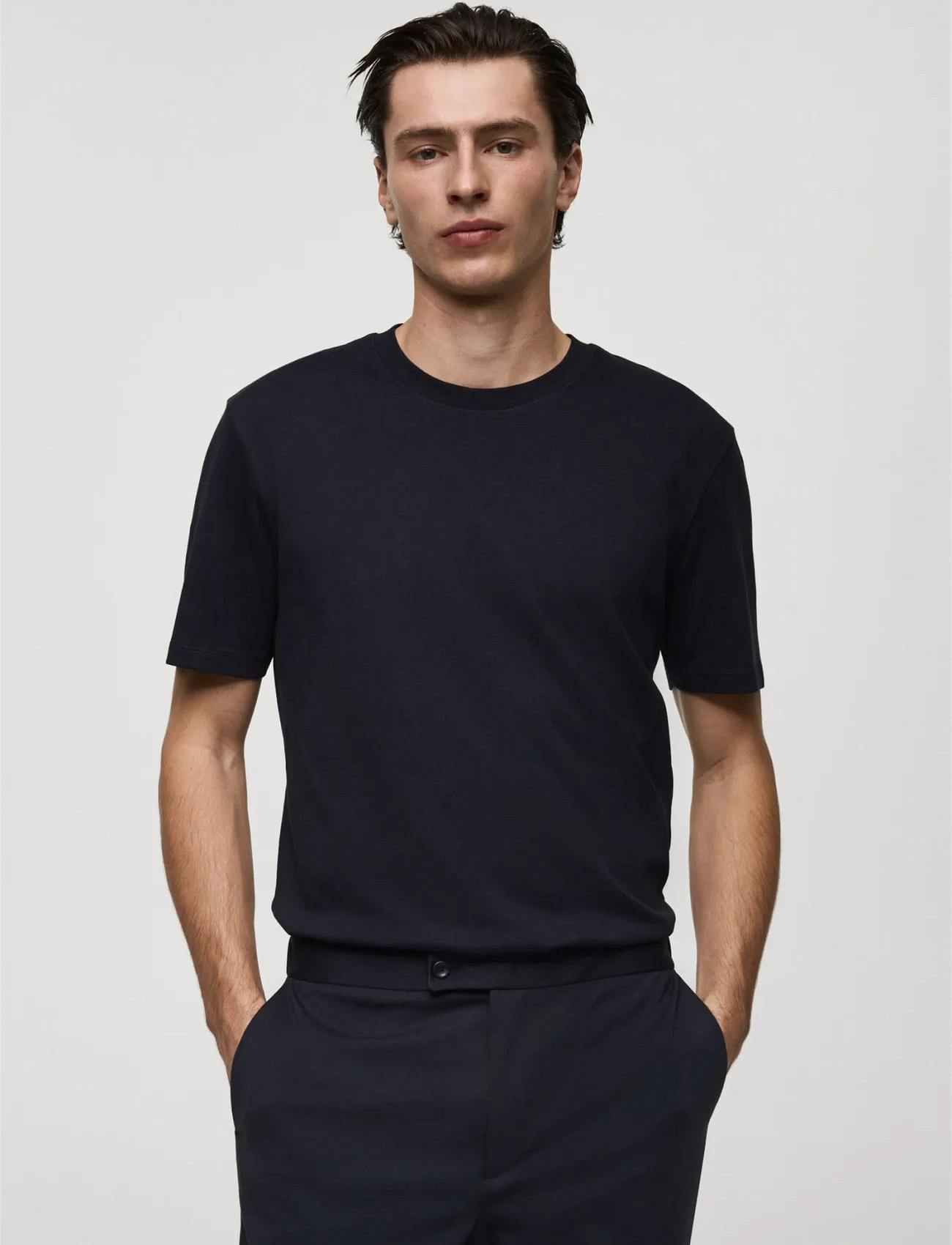 Mango Medium Weight Regular Fit T-Shirt, XXL, Navy, T-Shirts > Kortærmede, Herre