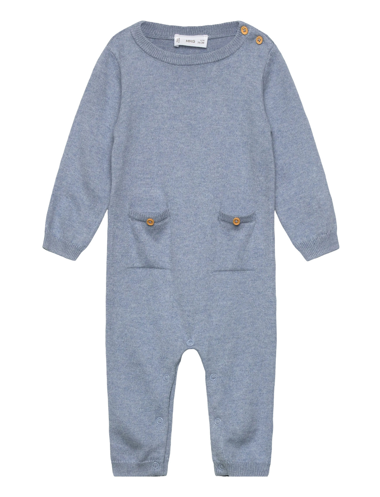 MANGO Long Chest-Pocket Jumpsuit Blau - 3-6M - Kinder