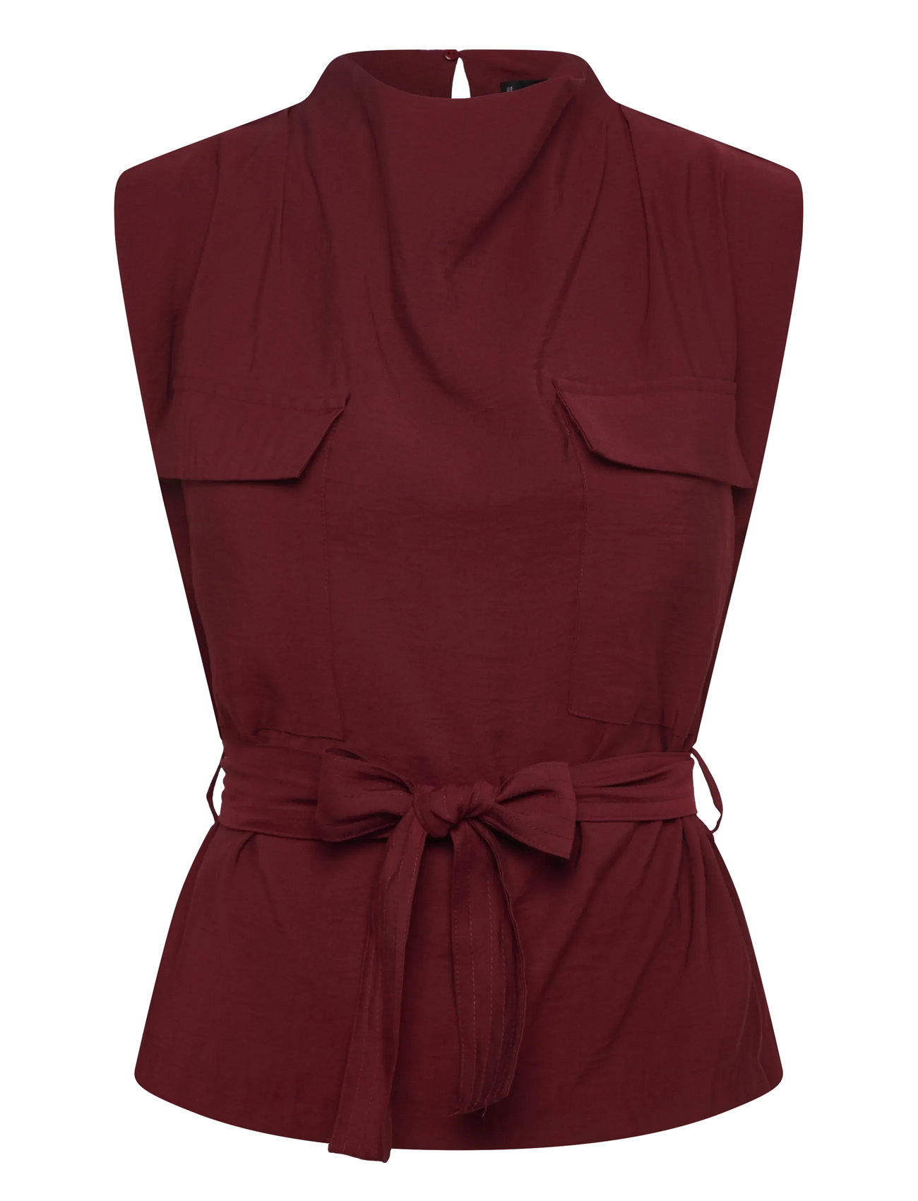 MANGO Bluse With Draped Neck Und Gürtel Rot - S - Damen