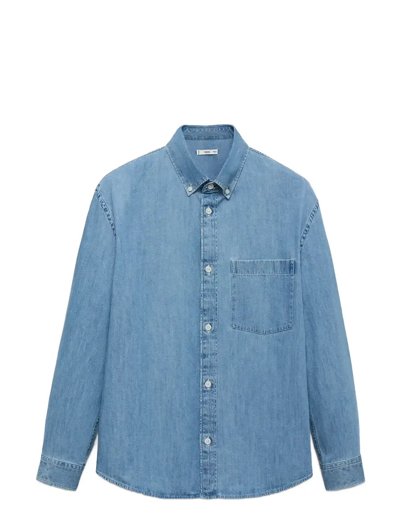 MANGO Denim Shirt With Pocket Blau - S - Herren