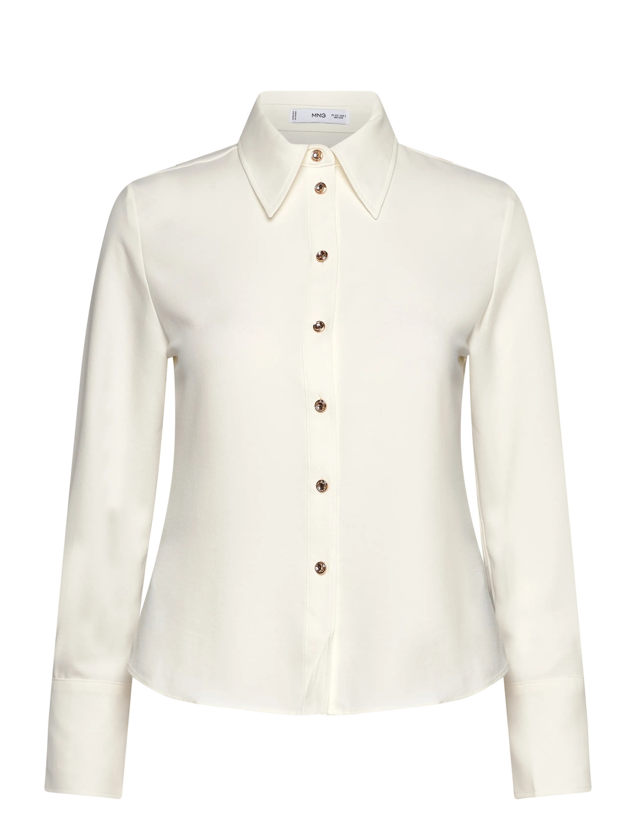 MANGO Shirt With Jewel Buttons Weiß - M - Damen