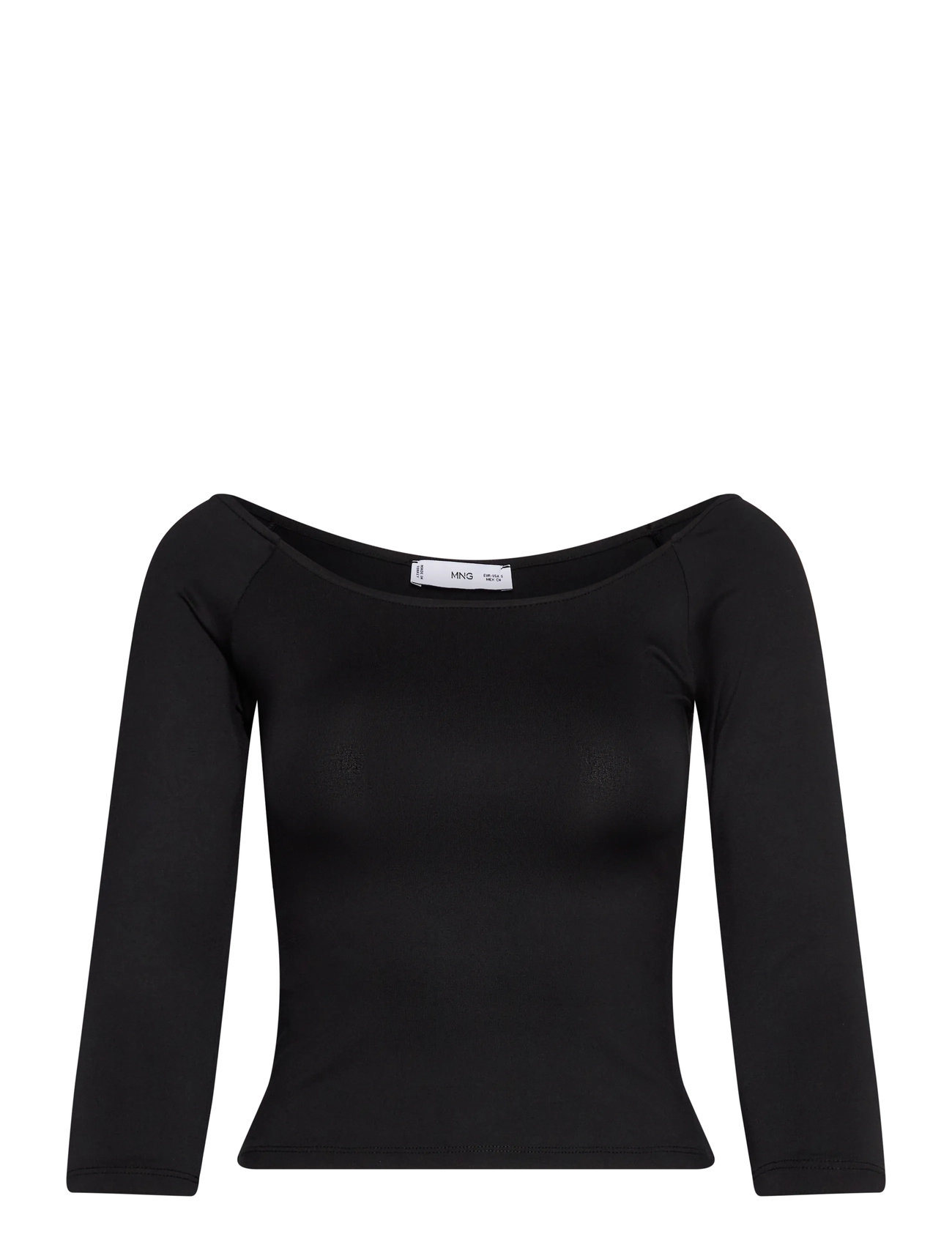 MANGO Three-Quarter Sleeve T-Shirt Schwarz - L - Damen