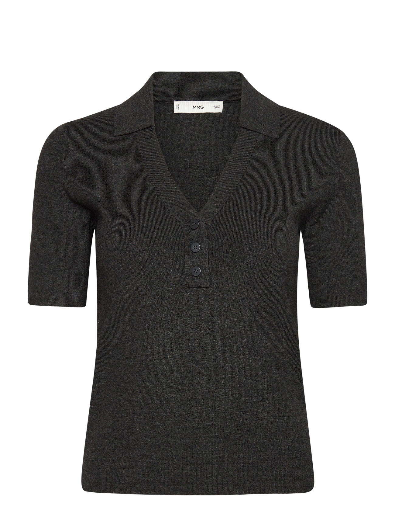 MANGO Fine-Knit Pullover With Shirt Collar Grau - S - Damen