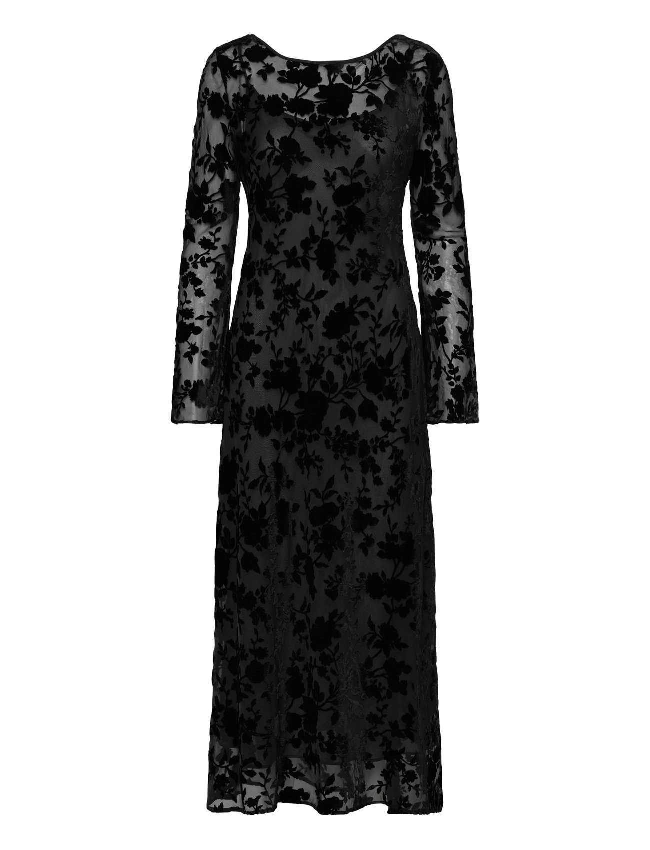 MANGO Floral Jacquard Kleid With Bell Sleeves Schwarz - S - Damen