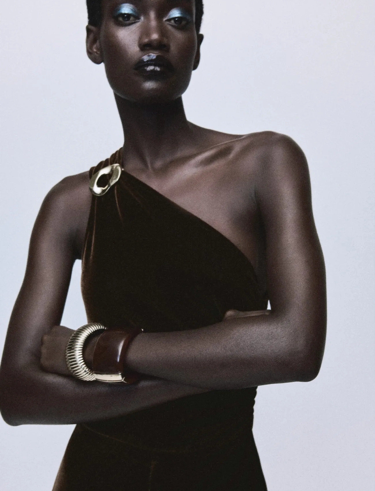 Mango Velvet Jumpsuit With Metallic Detail, S, Brown, Kjoler > Festkjoler, Dame