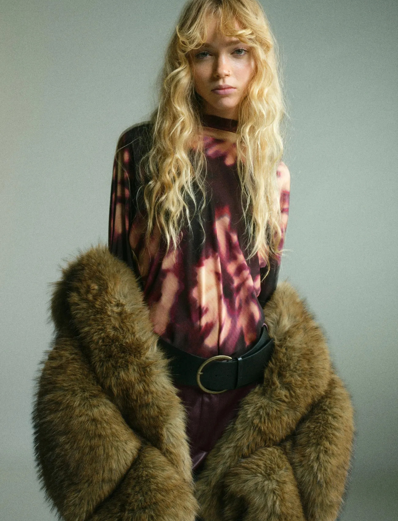 Mango Tie-Dye Turtleneck Blouse, L, Multi/patterned, Skjorter > Langærmede, Dame