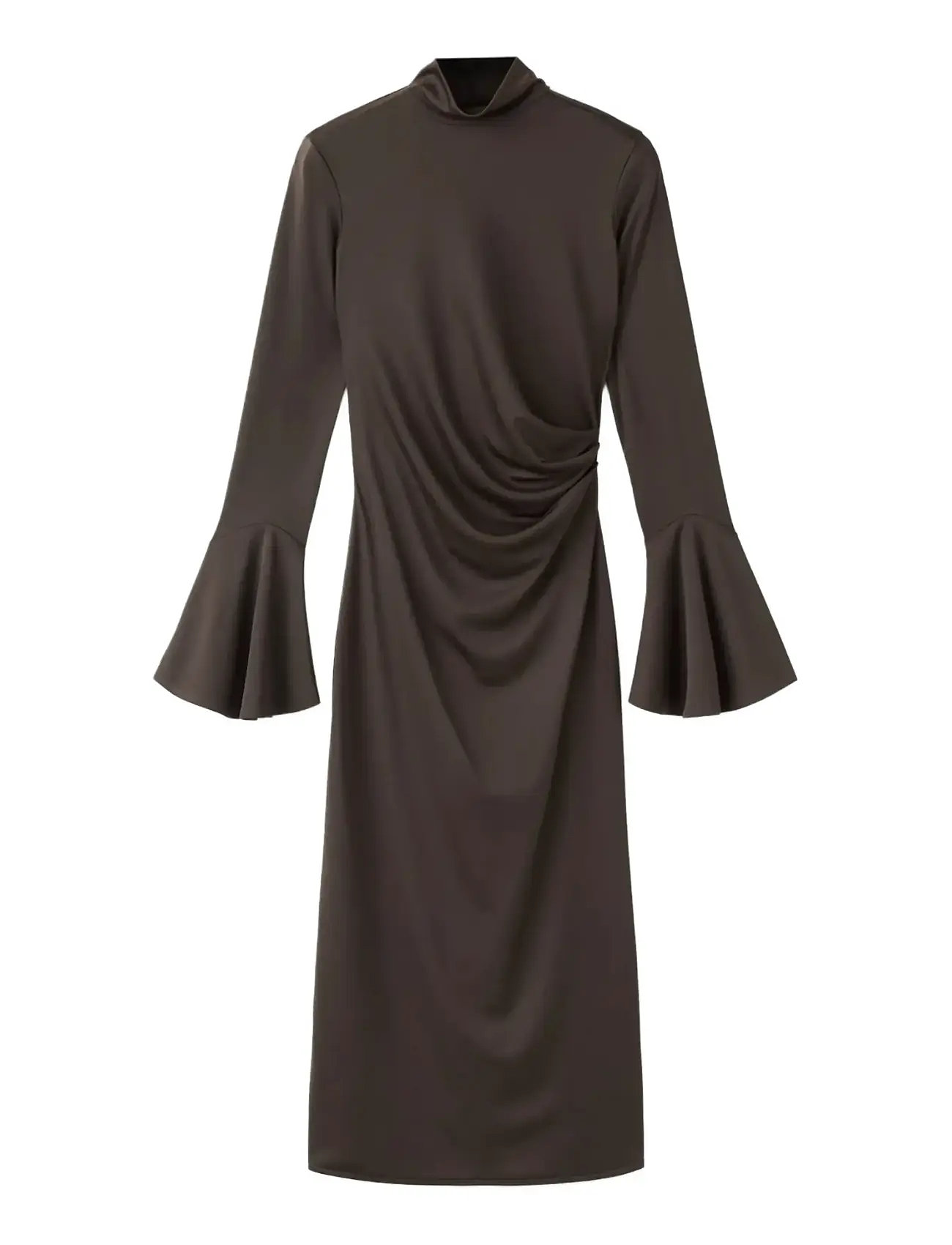 MANGO Fitted Kleid With Bell Sleeves Braun - XL - Damen