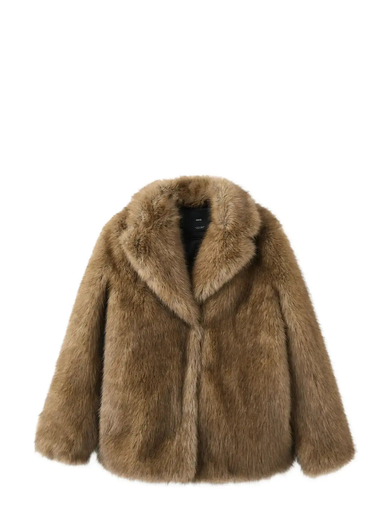 MANGO Faux-Pelz Mantel With Lapels Braun - M - Damen