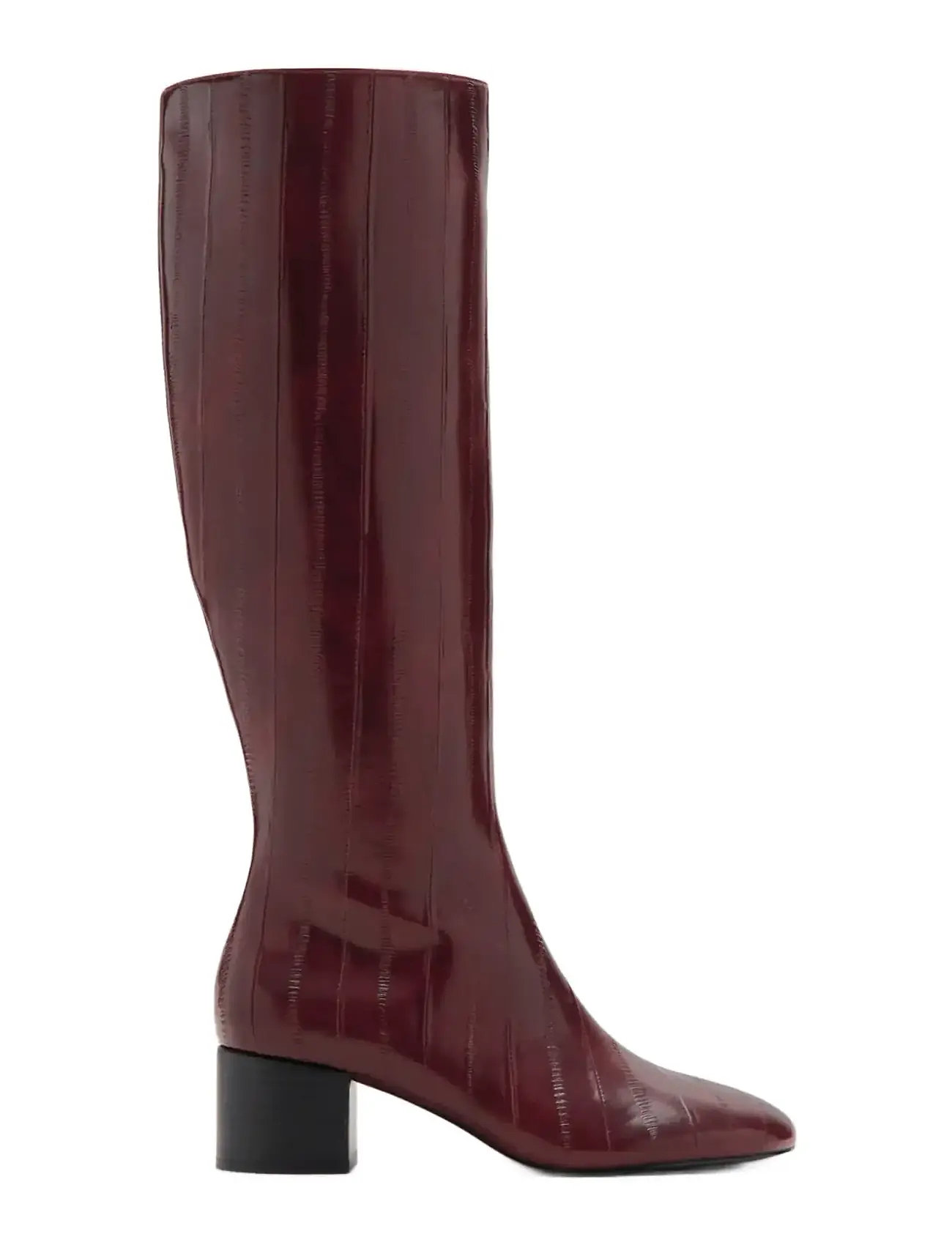 MANGO Textured Heeled Stiefel Burgundy - 39 - Damen