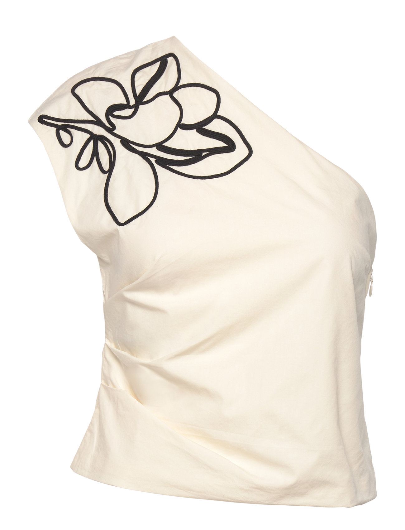 MANGO Asymmetrical Flower-bestickt Oberteil Beige - XS - Damen