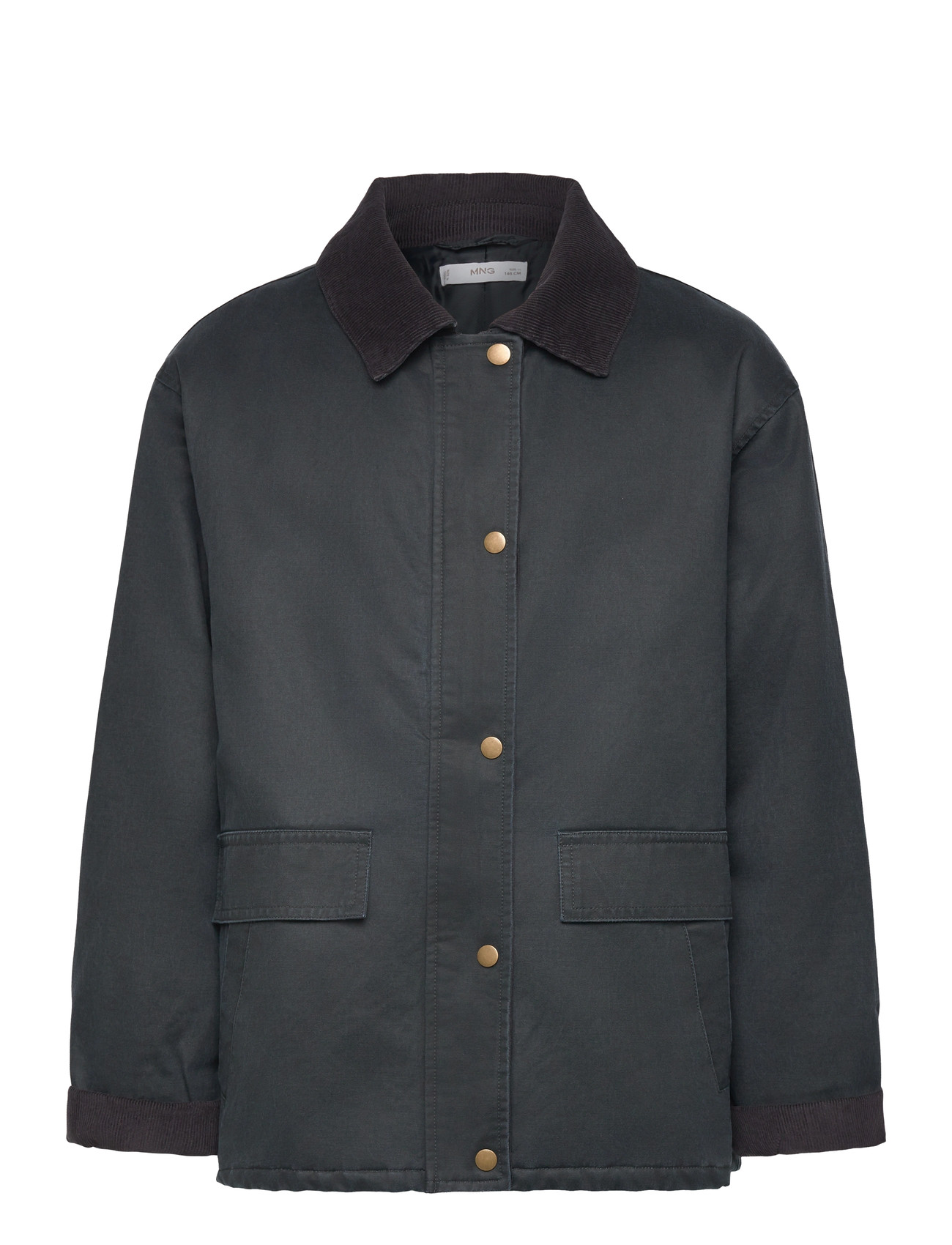 MANGO Waxed-Effect Parka Khaki - 11 - Kinder