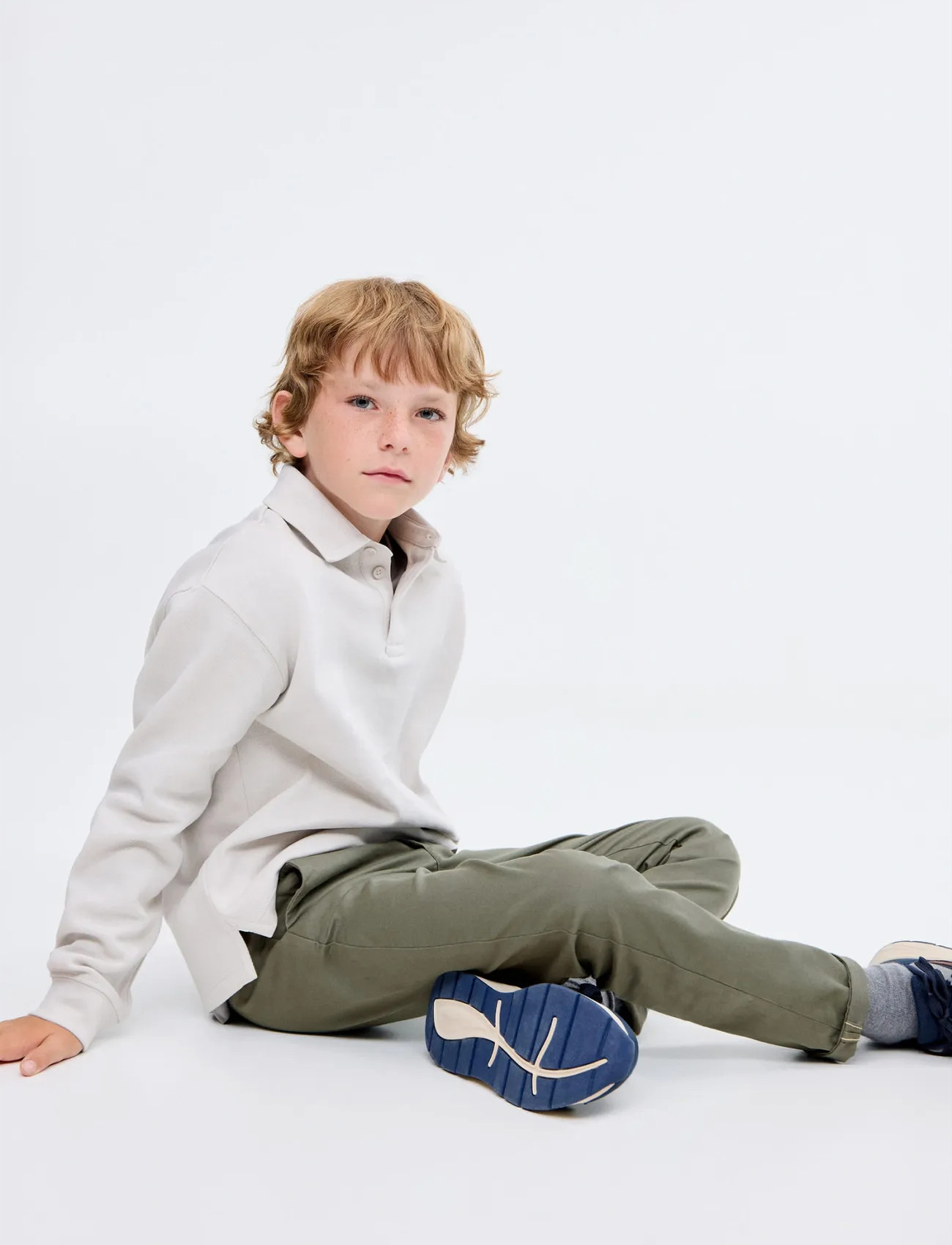 Mango Plain Chino Trousers, 12, Khaki green, Underdele > Bukser, Børn