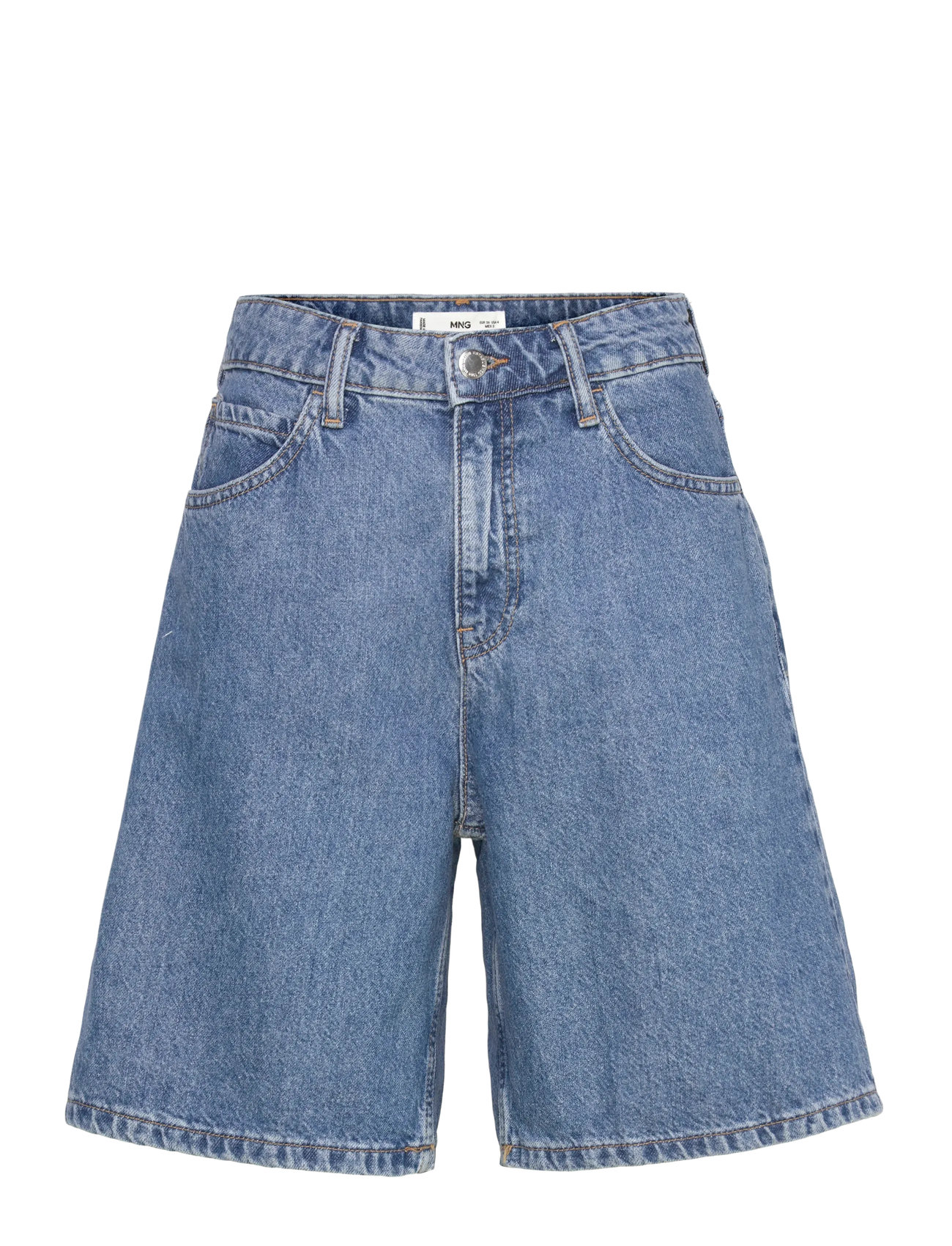 MANGO High-Waist Straight-Fit Denim Shorts Blau - 32 - Damen