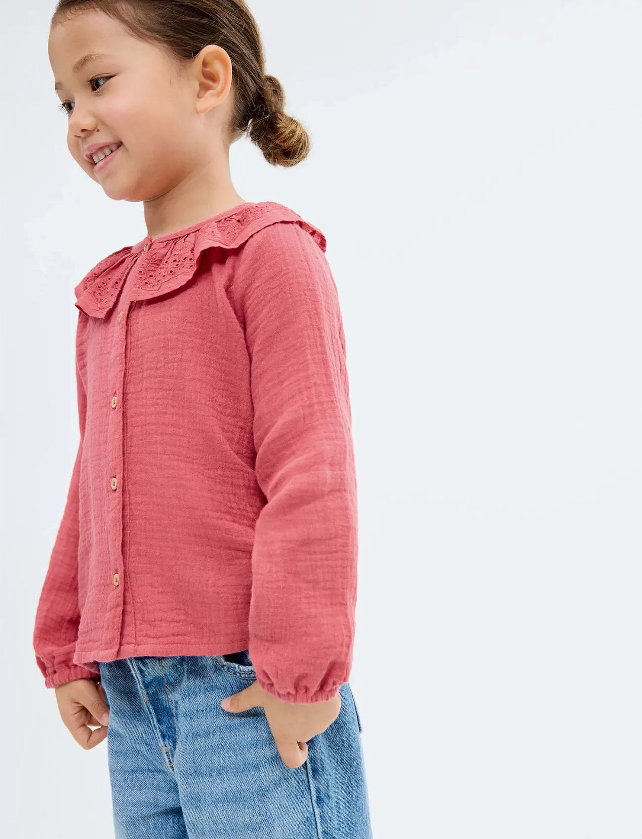 Mango Bambula Embroidered Blouse, 2-3, Red, Skjorter > Kortærmede Shirts, Børn
